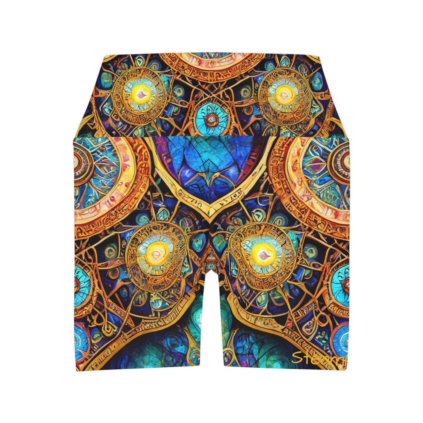 SteamPunk Nine Gematria High Waisted Yoga Shorts (AOP) Women's