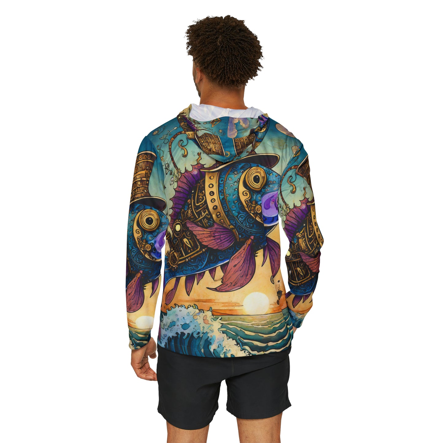 Unisex Adult Sports Warmup Hoodie (AOP) Steampunk Fish Sunshirt