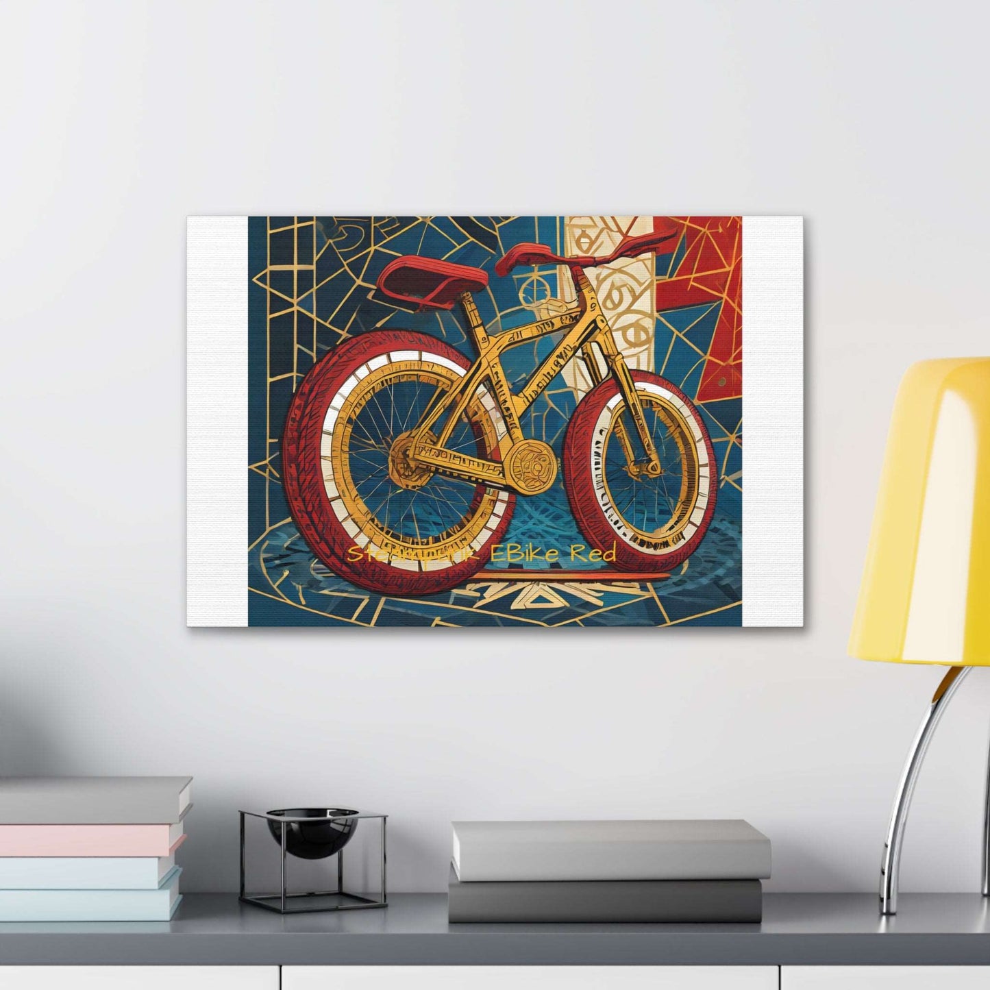 Steampunk EBike Red Gematria Canvas Gallery Wraps by Jacquie B