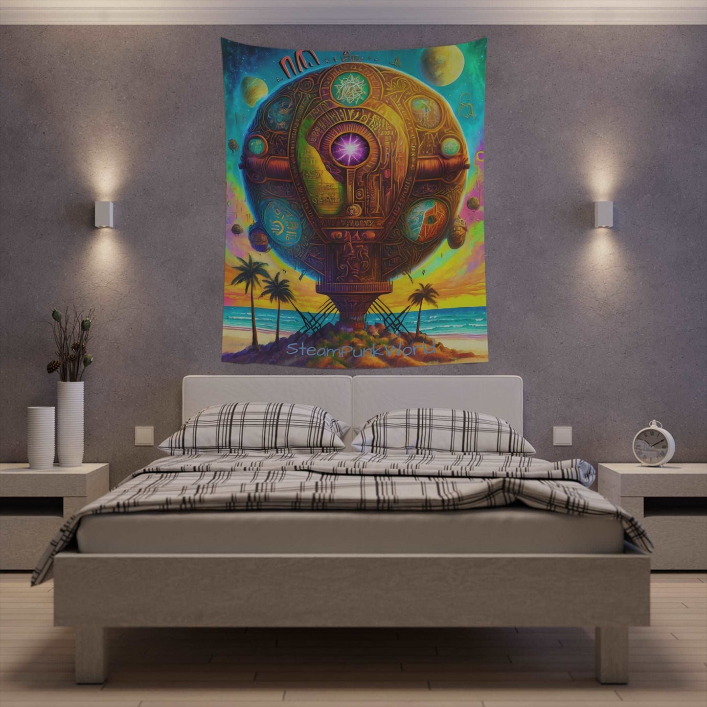 Printed Wall Tapestry Mystical Steam Punk World Miami