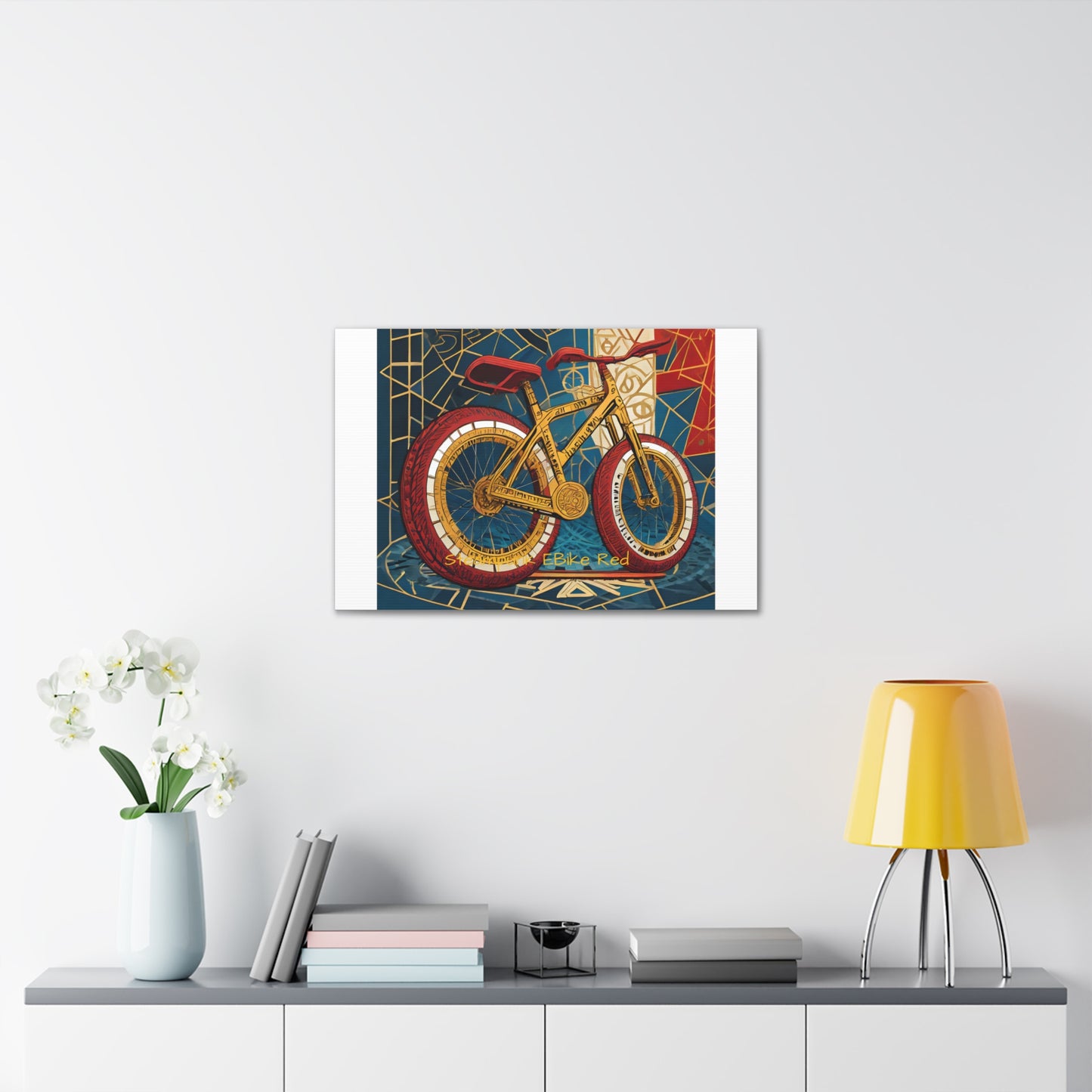 Steampunk EBike Red Gematria Canvas Gallery Wraps by Jacquie B