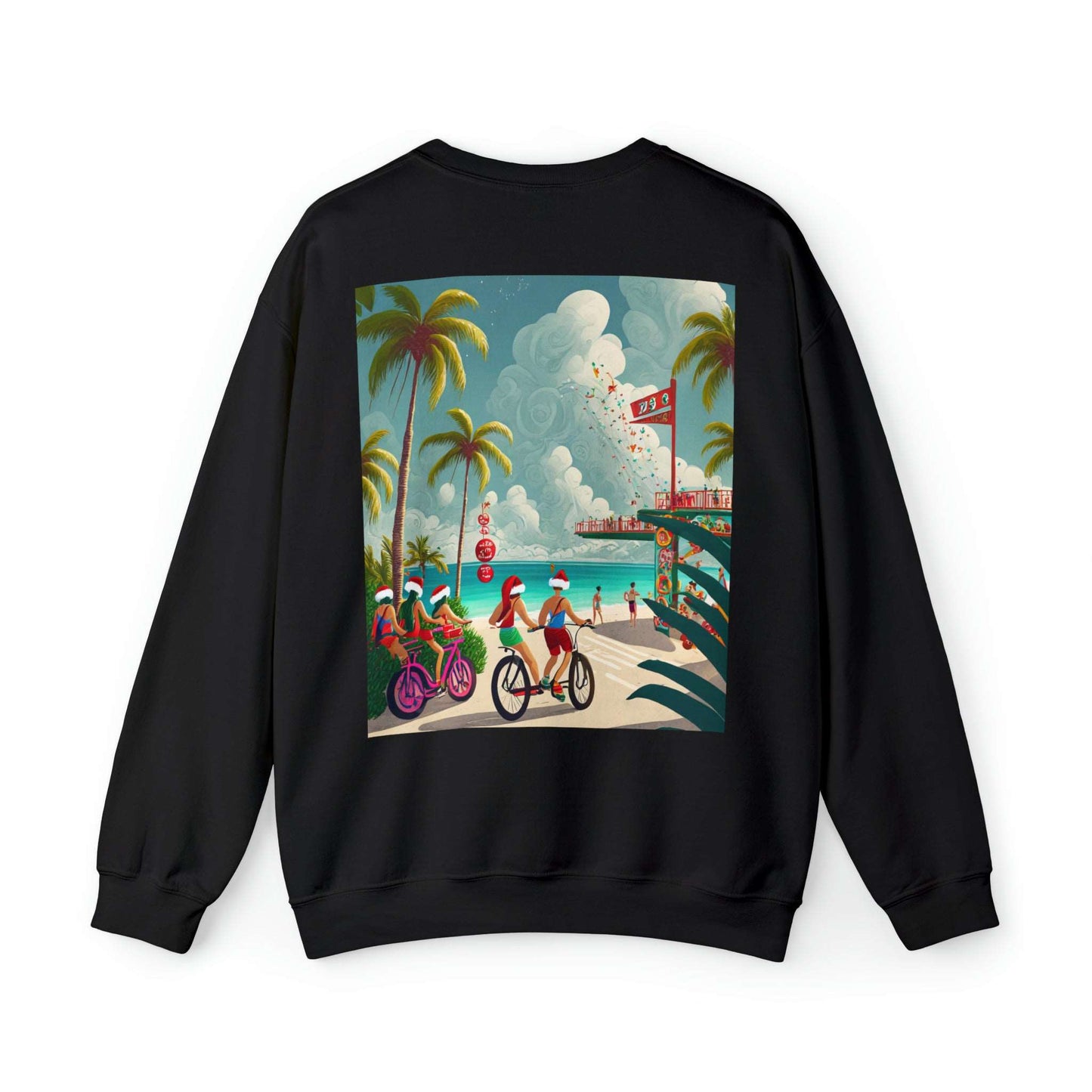 Merry Beach Mas City Electric Bicycle Woman's Heavy Blend™ Crewneck Sweatshirt