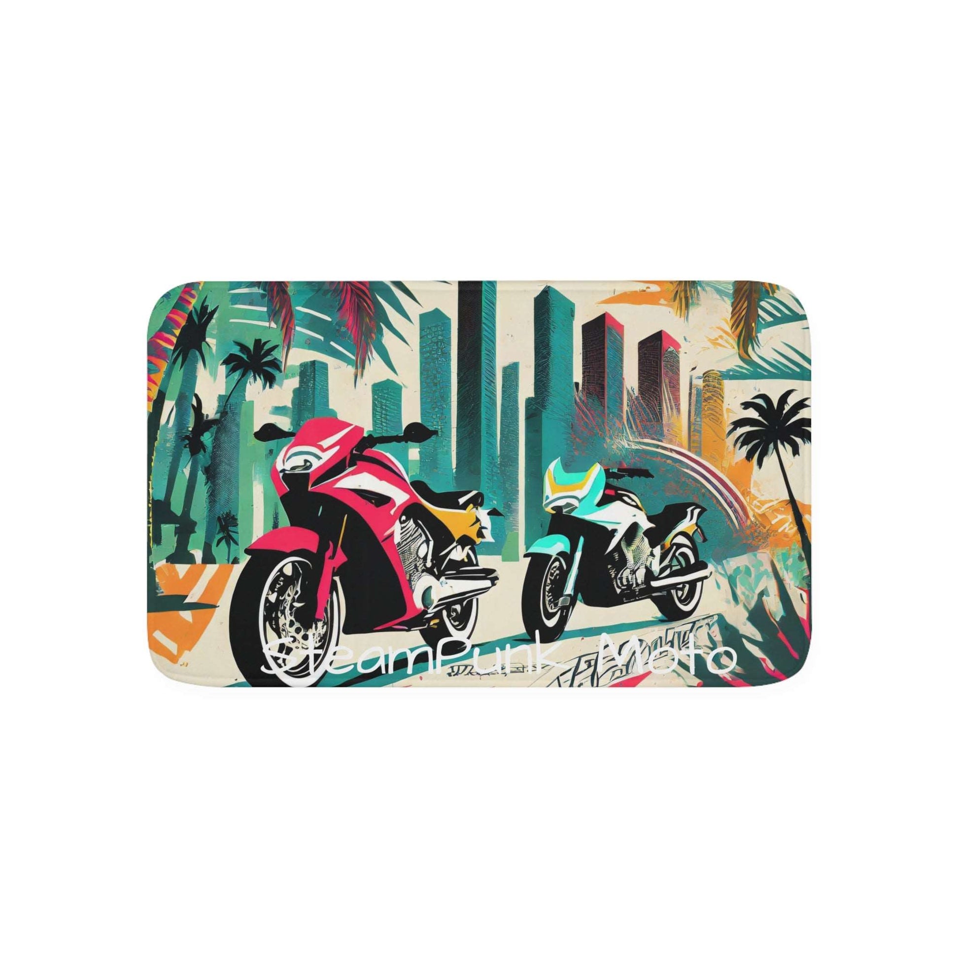 SteamPunk Moto Miami Beach City Riding Memory Foam Bath Mat