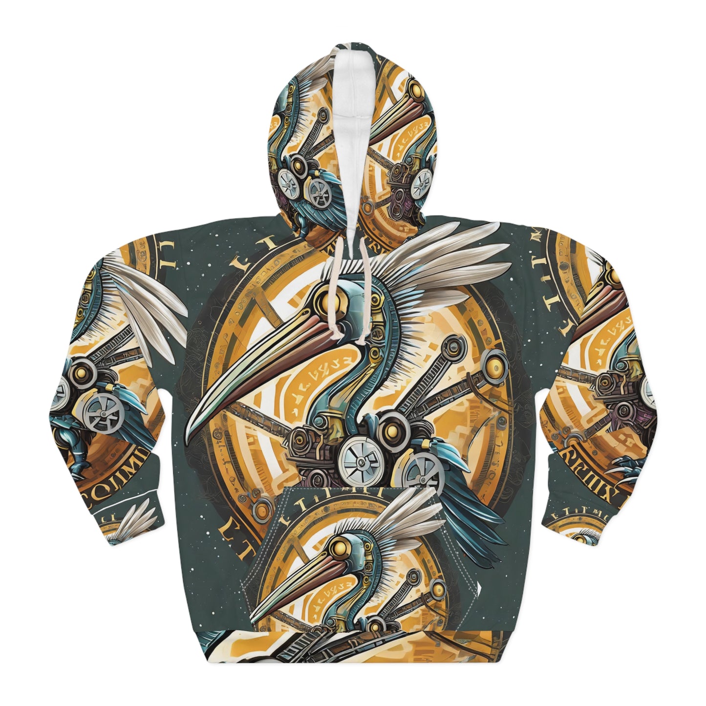 Unisex Adult Pullover Hoodie (AOP) Steampunk Gematria Ibis Avian Vintage collection