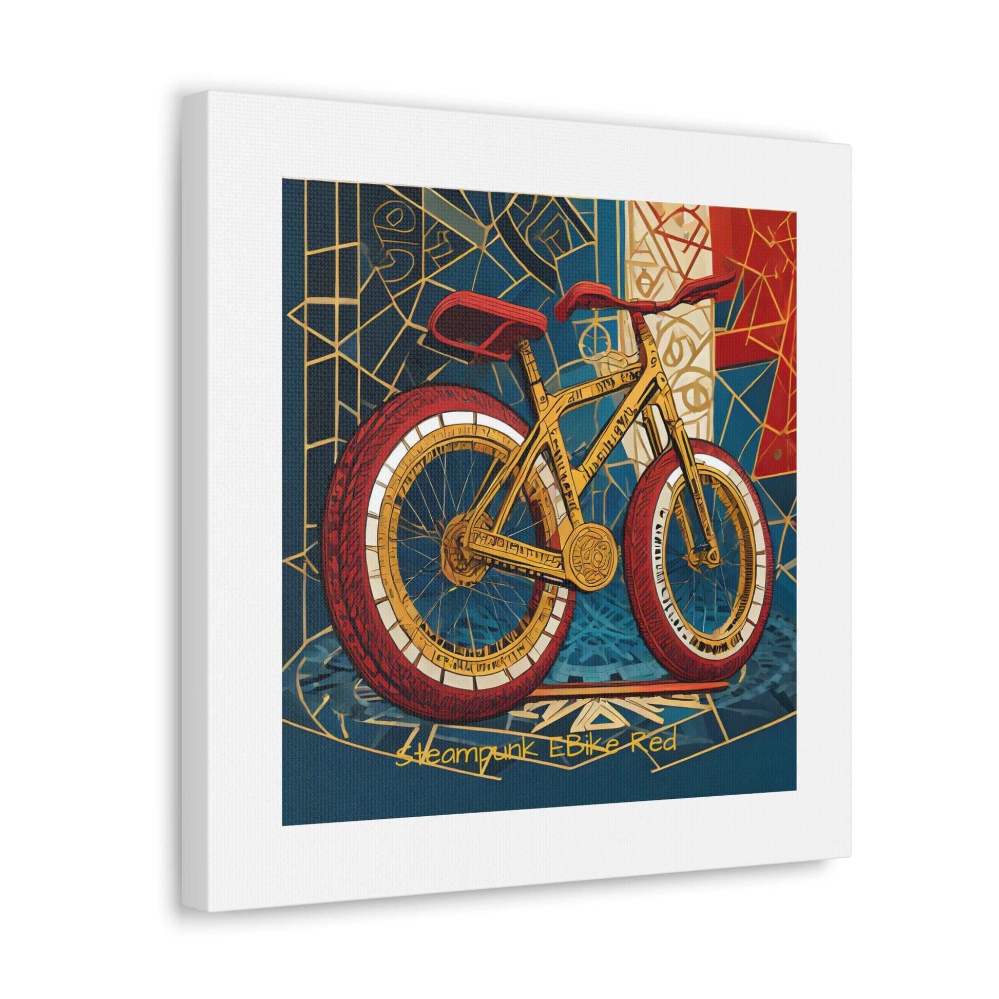 Steampunk EBike Red Gematria Canvas Gallery Wraps by Jacquie B