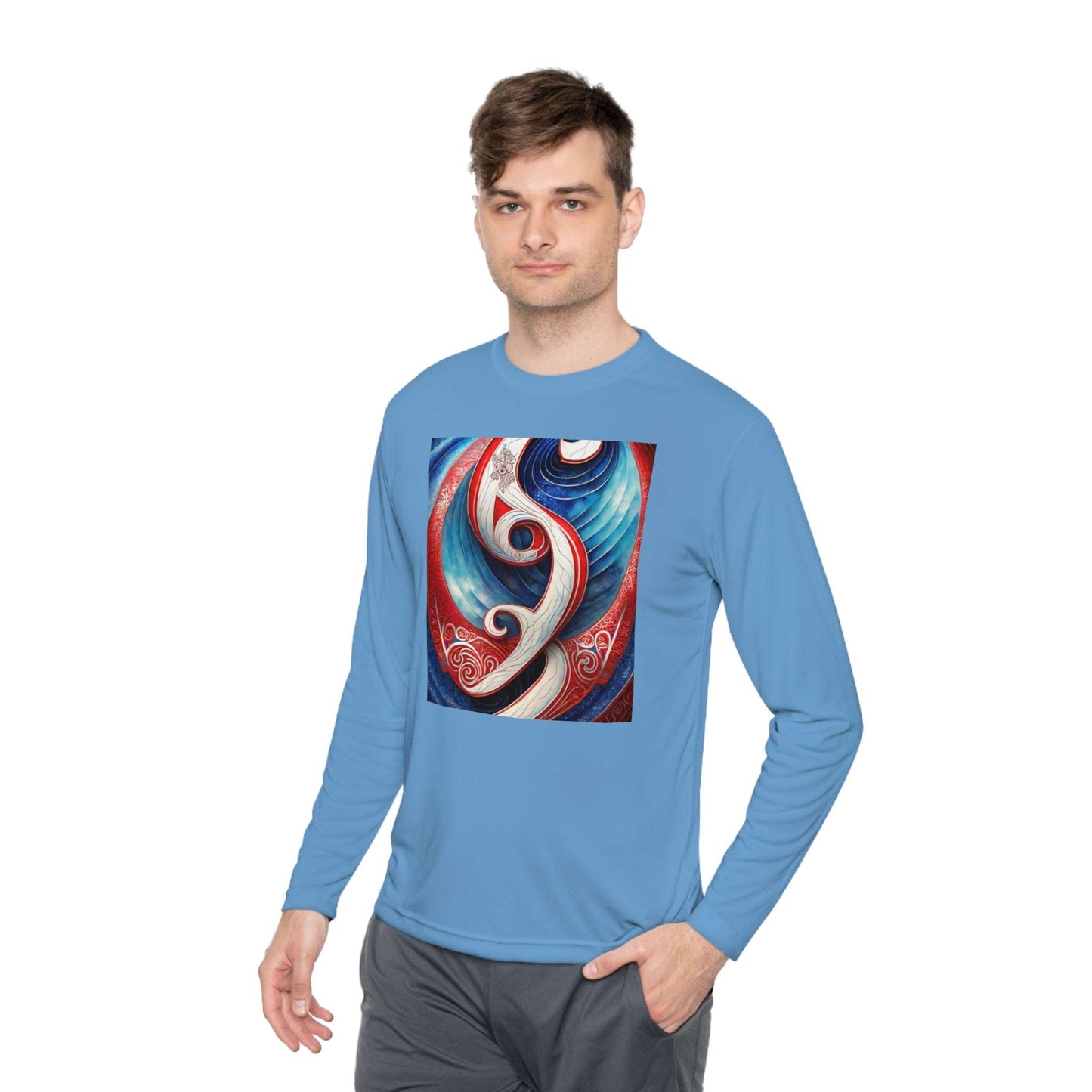 Gender-Neutral Fish Gematria PR Blue Long Sleeve Tee