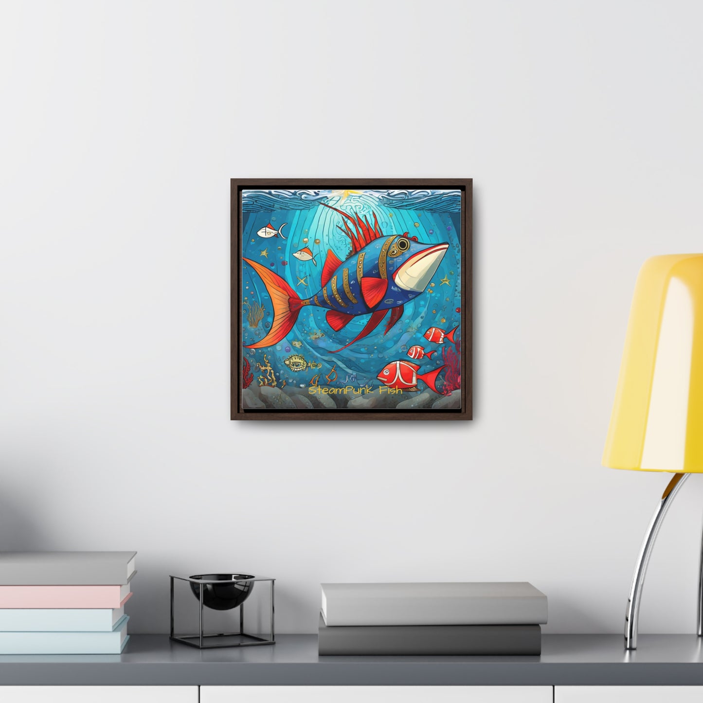 StreamPunk Fish Gematria Red ♥️ Gallery Canvas Wraps, Square Frame