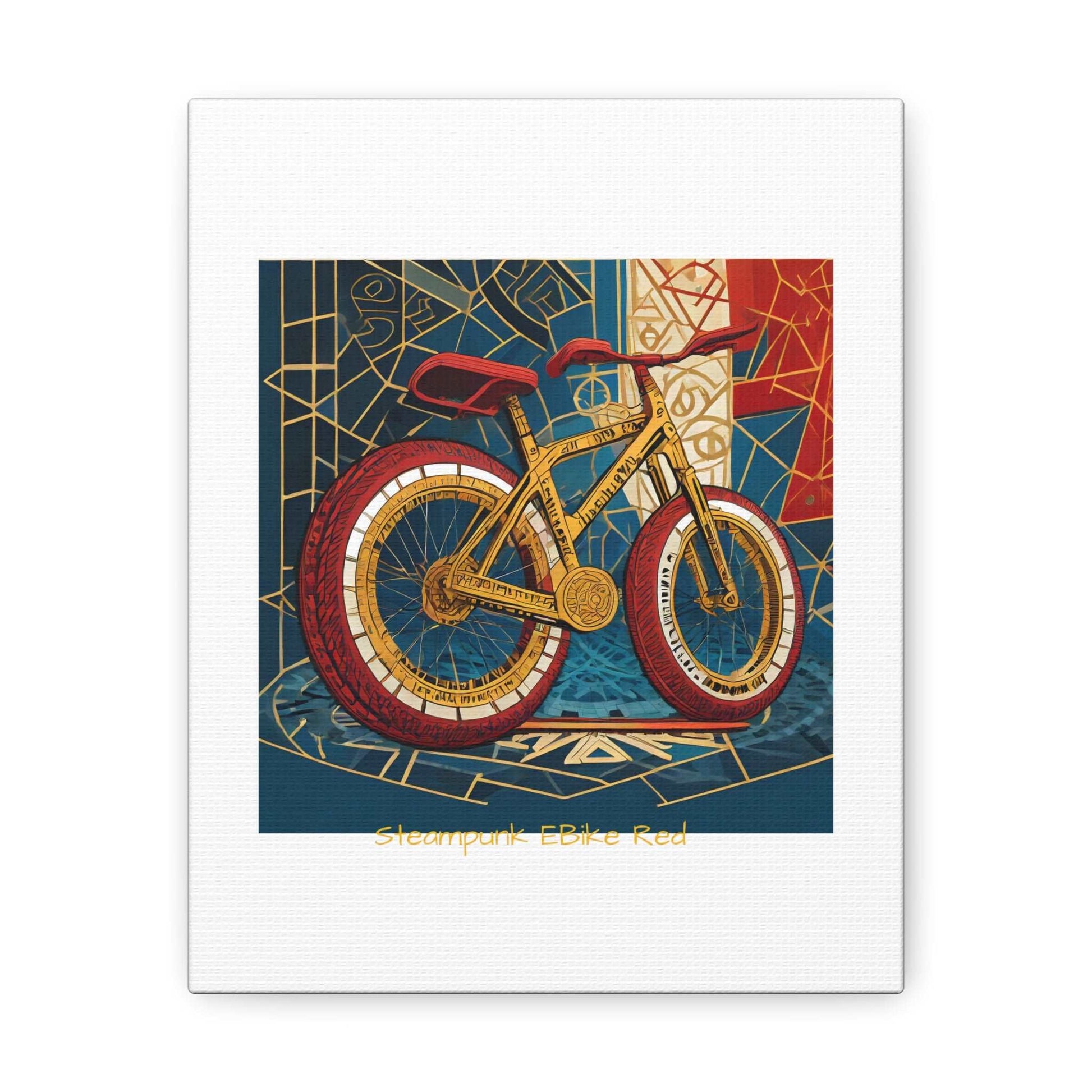 Steampunk EBike Red Gematria Canvas Gallery Wraps by Jacquie B