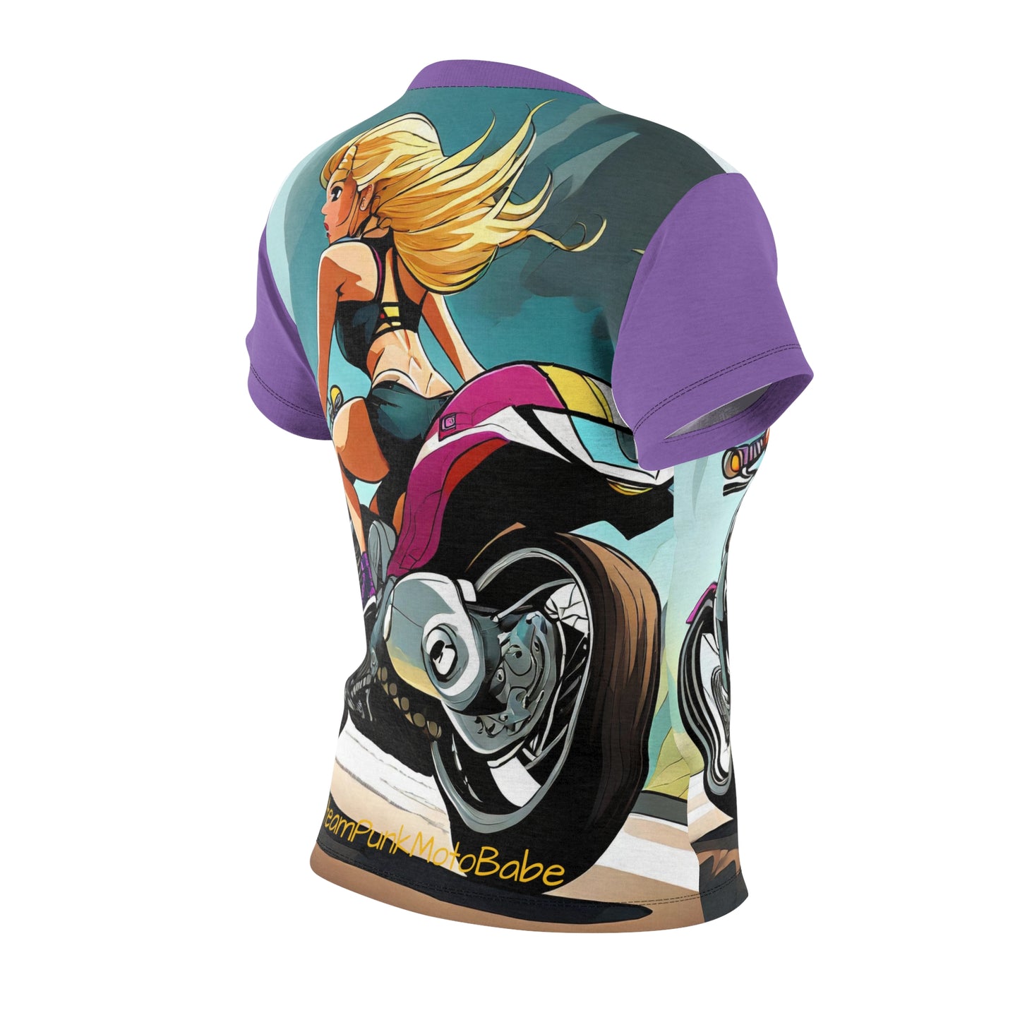 SteamPunk Sportbike Babe Women's Cut & Sew Tee (AOP) tshirt