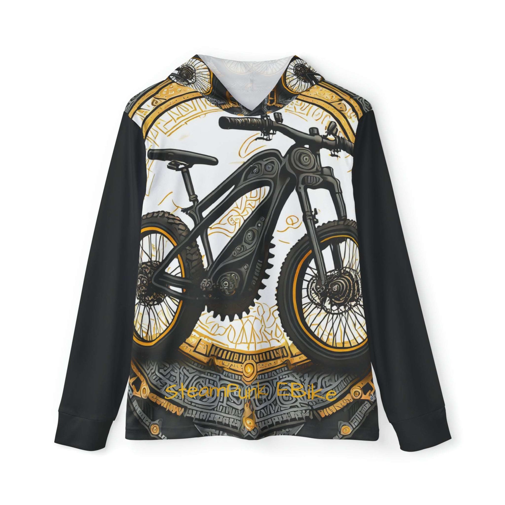 Men's Sports Warmup Hoodie Steampunk EBike Yellow