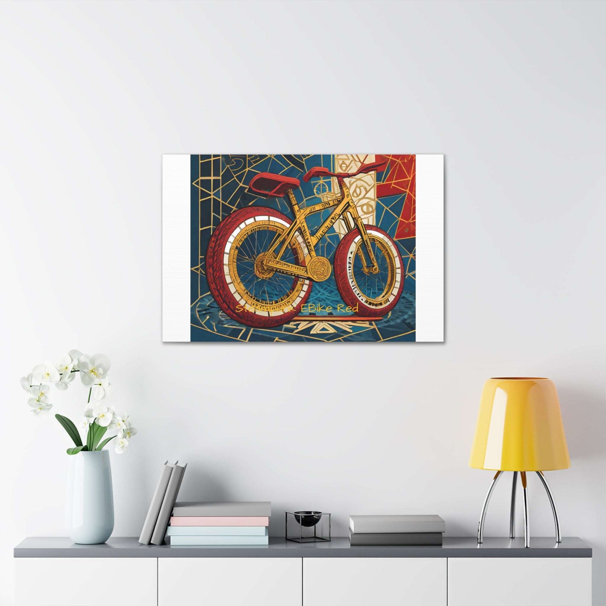 Steampunk EBike Red Gematria Canvas Gallery Wraps by Jacquie B