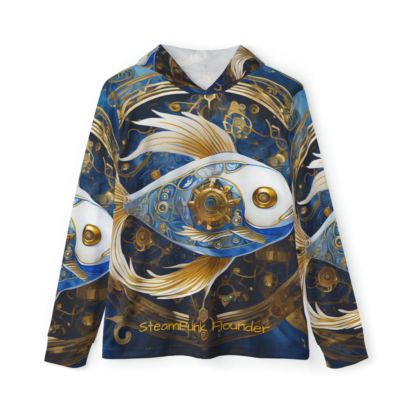 Unisex Adult Sports Warmup Hoodie (AOP) Steampunk Flounder Gematria Blue