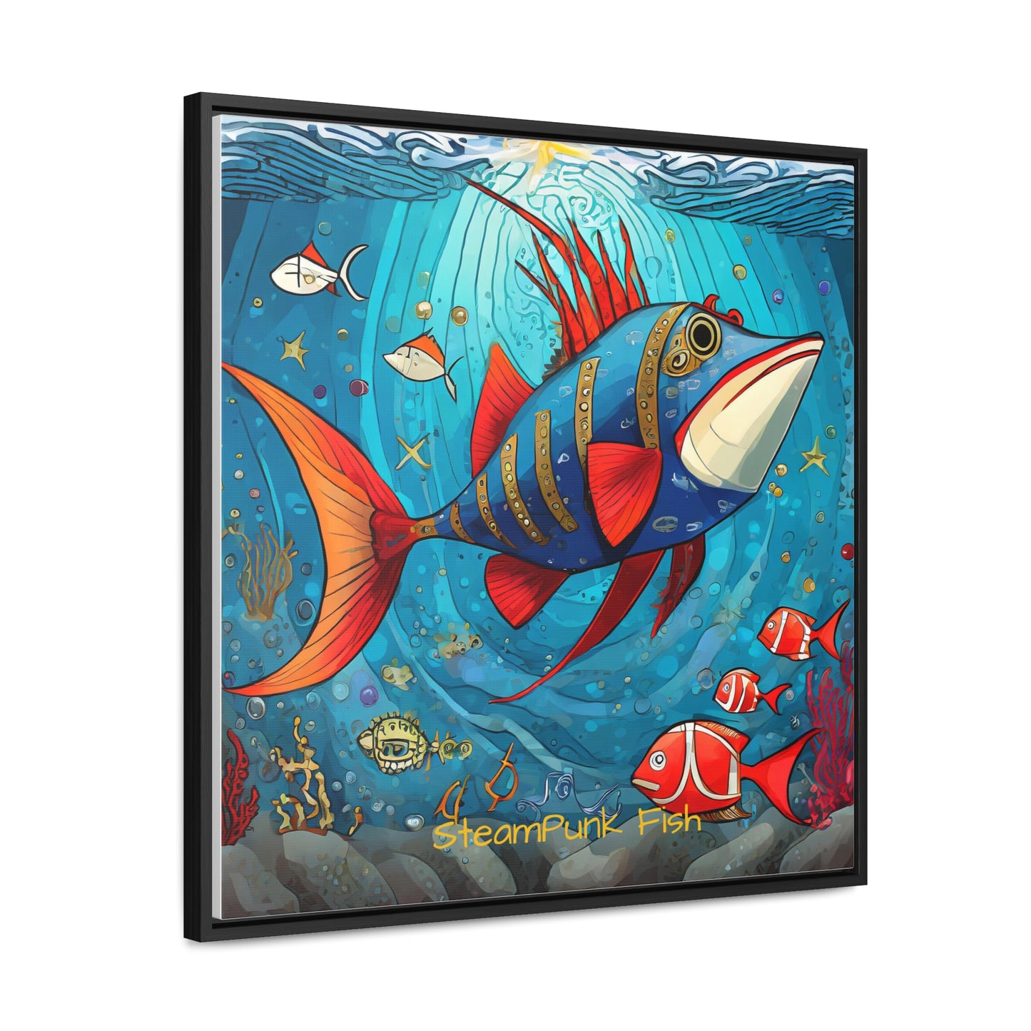 StreamPunk Fish Gematria Red ♥️ Gallery Canvas Wraps, Square Frame