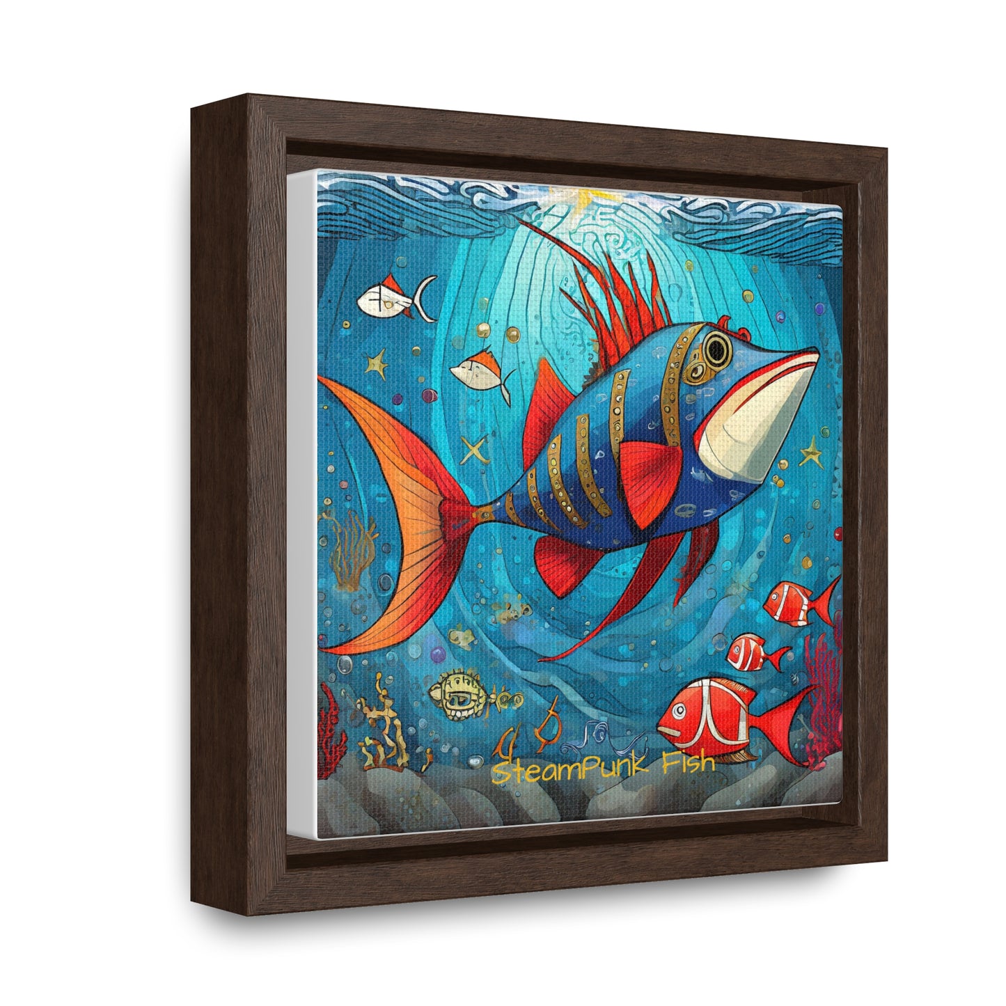 StreamPunk Fish Gematria Red ♥️ Gallery Canvas Wraps, Square Frame