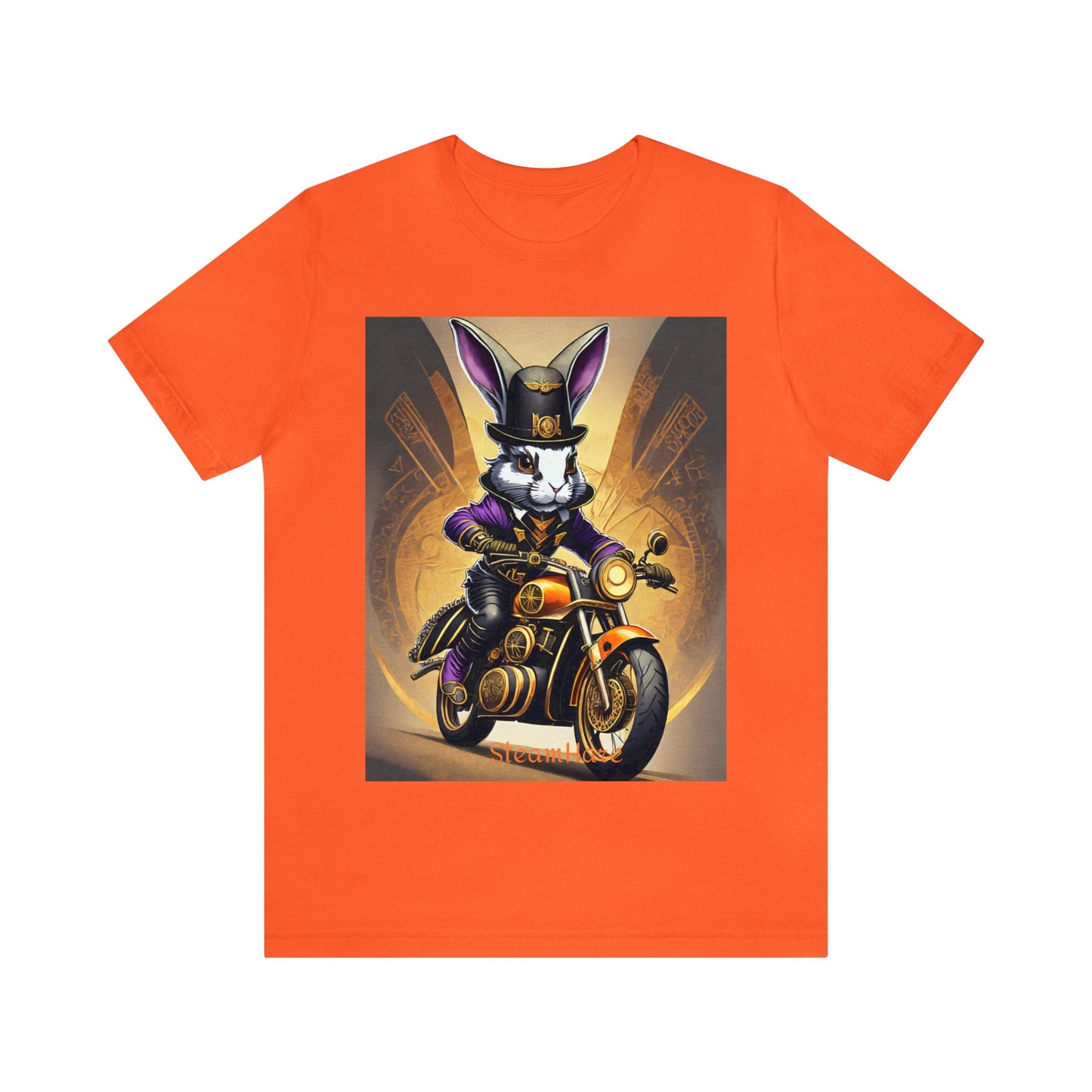 Unisex Adult Jersey Short Sleeve Tee SteamPunk Hare Motorcycle tshirt