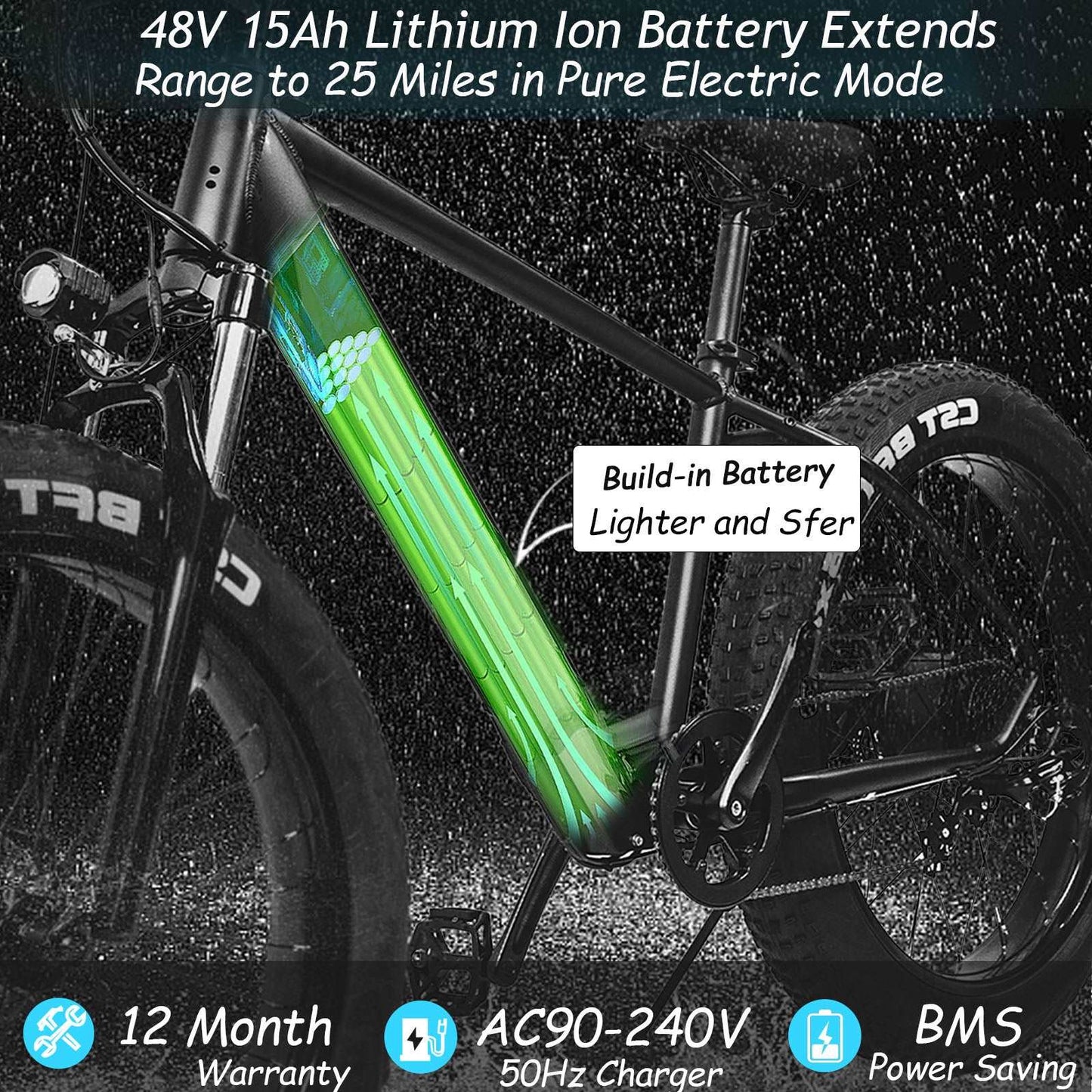 Sivrock Ebike Electric Bike 26 inch' Fat Tire 1000W Motor 48V 15Ah Large Battery Mountain E-Bike Shimano 7-Speed Bicycle