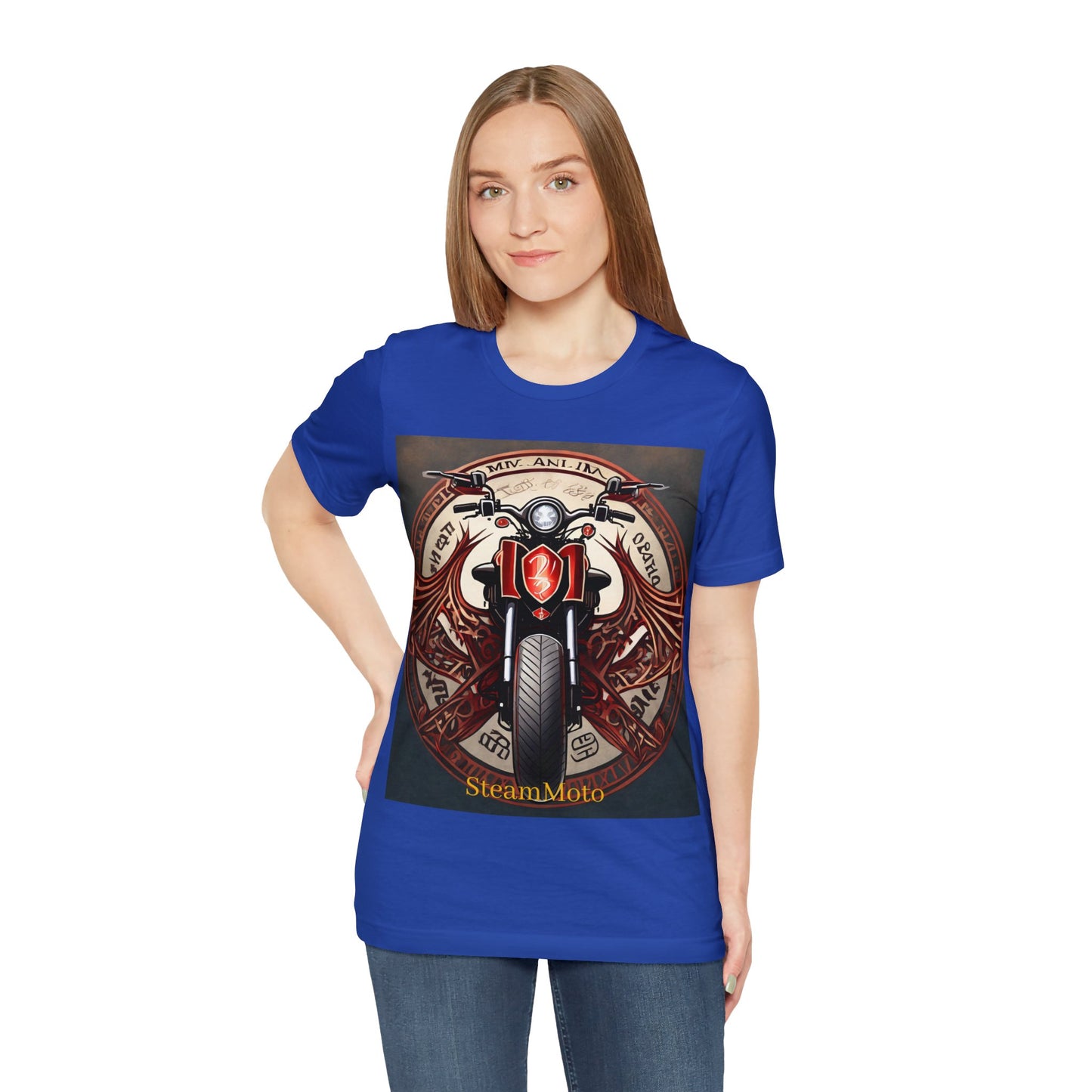 Unisex adult Jersey Short Sleeve Tee Breaking Free Steampunk Spiritual Meaning of Motorcycles tshirt