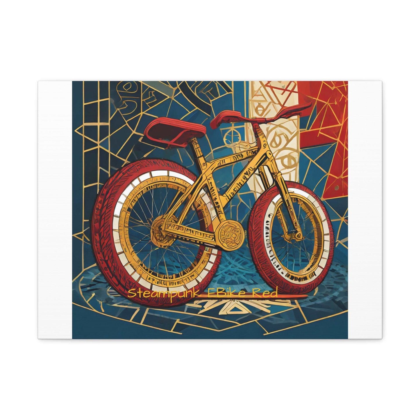 Steampunk EBike Red Gematria Canvas Gallery Wraps by Jacquie B