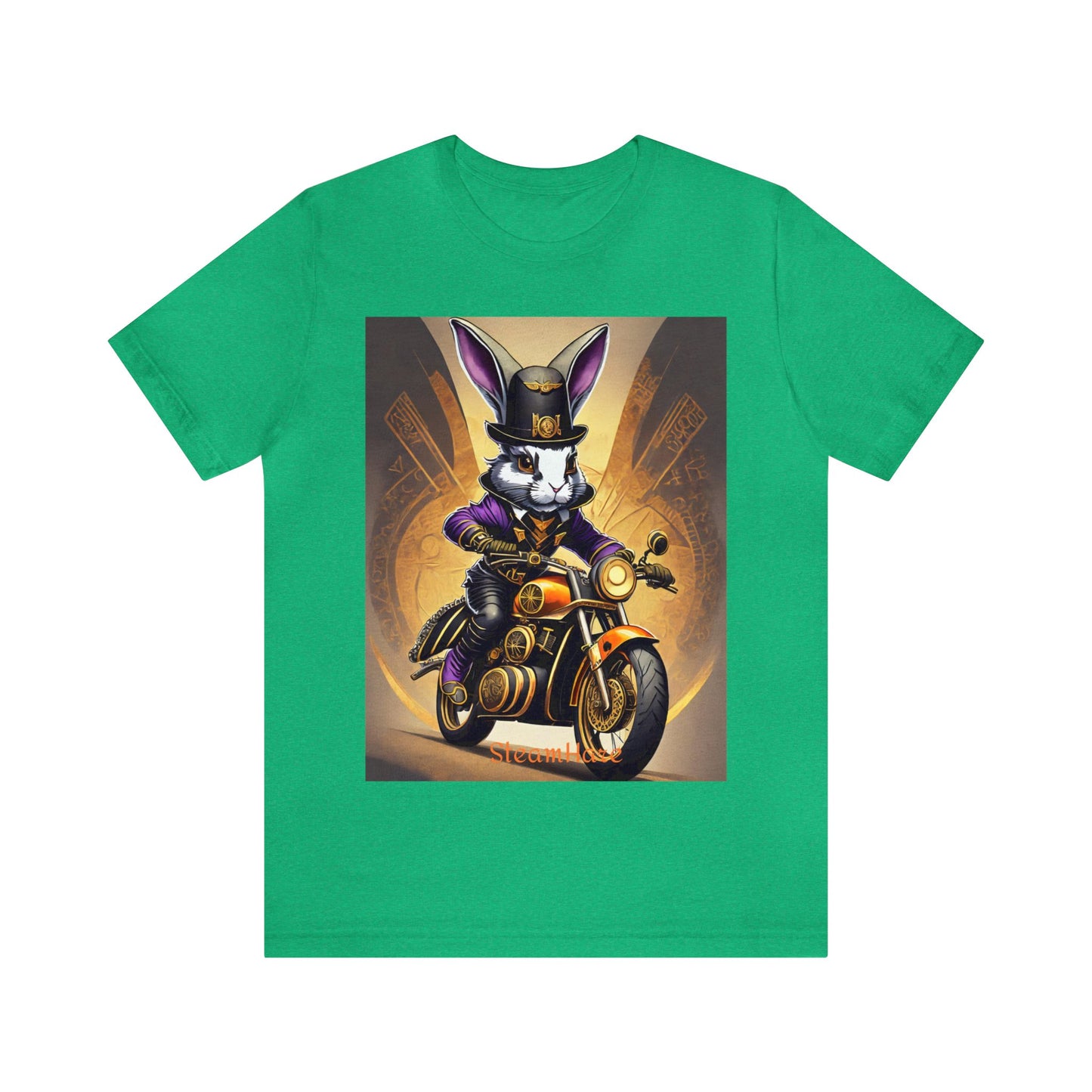 Unisex Adult Jersey Short Sleeve Tee SteamPunk Hare Motorcycle tshirt