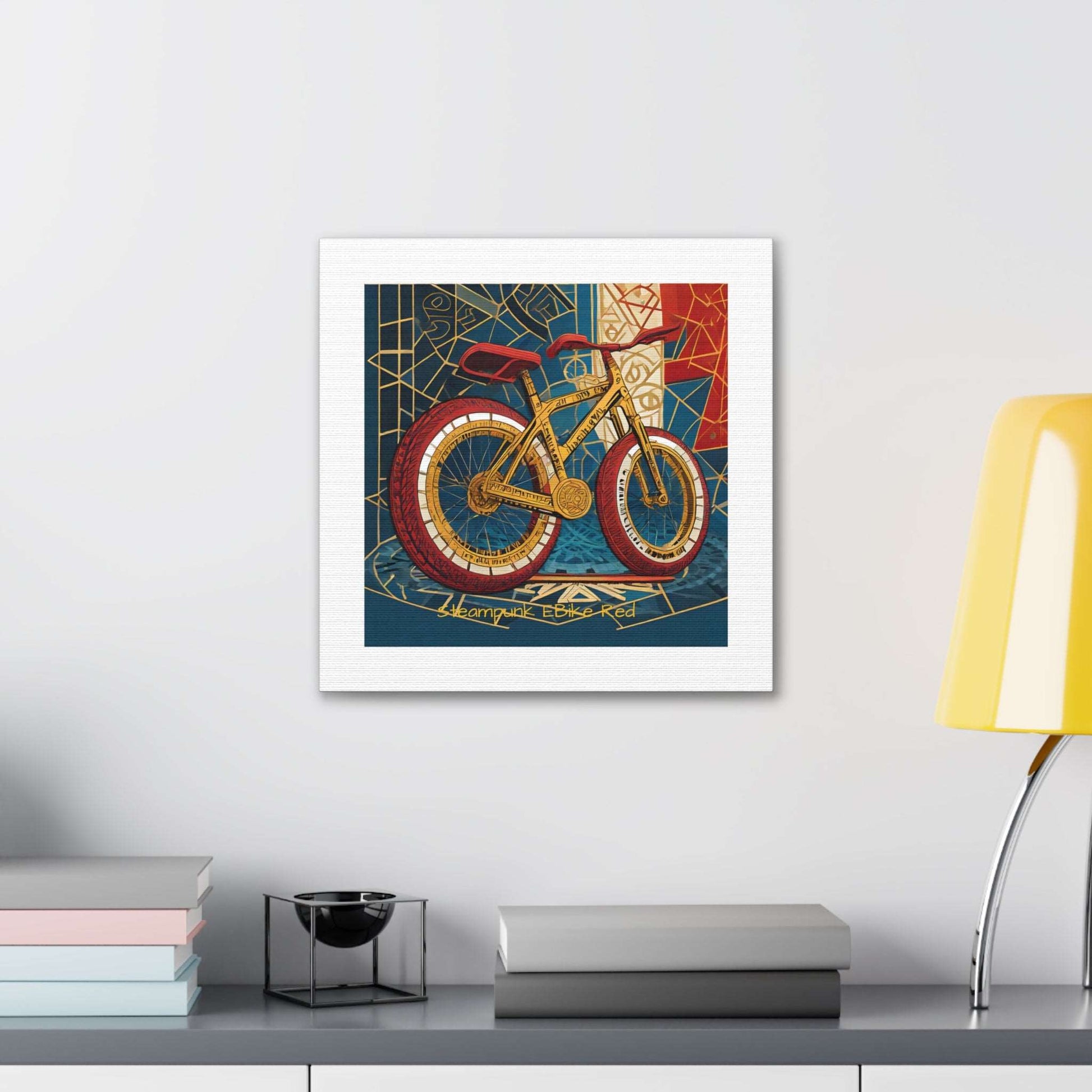 Steampunk EBike Red Gematria Canvas Gallery Wraps by Jacquie B