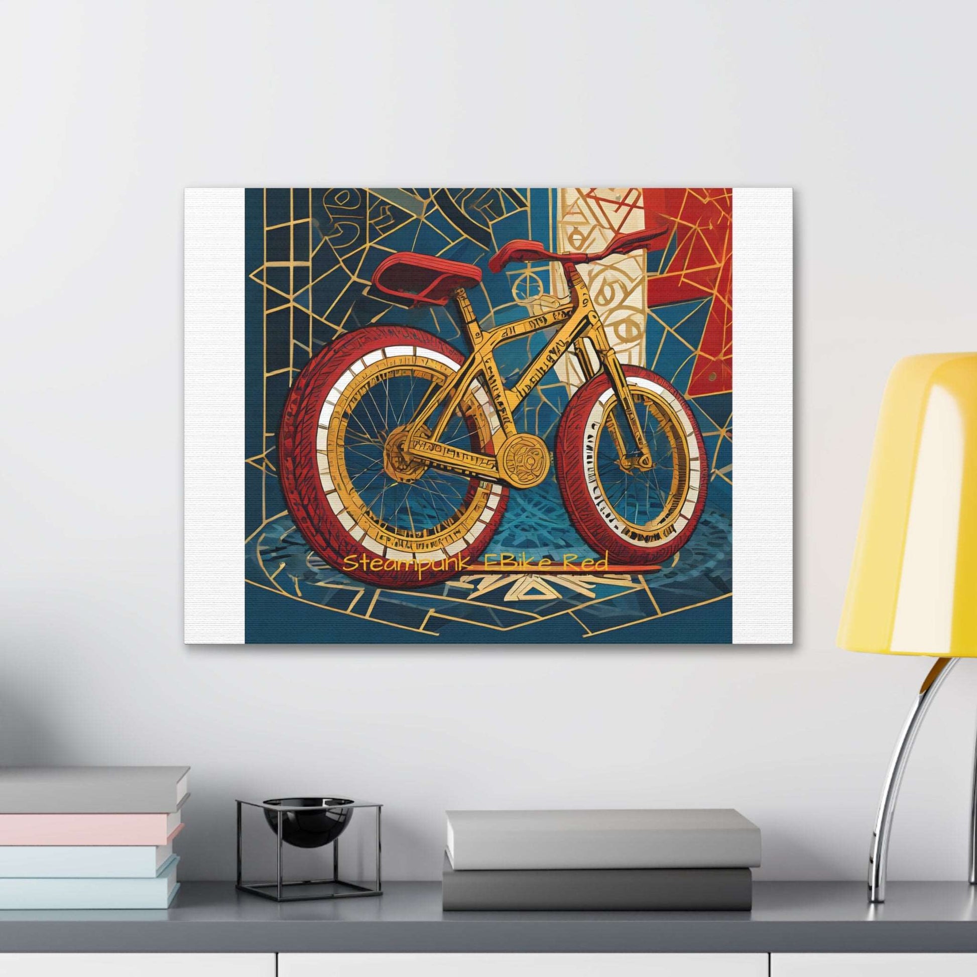 Steampunk EBike Red Gematria Canvas Gallery Wraps by Jacquie B