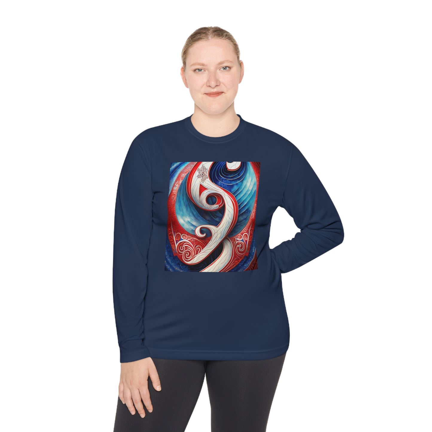 Gender-Neutral Fish Gematria PR Blue Long Sleeve Tee