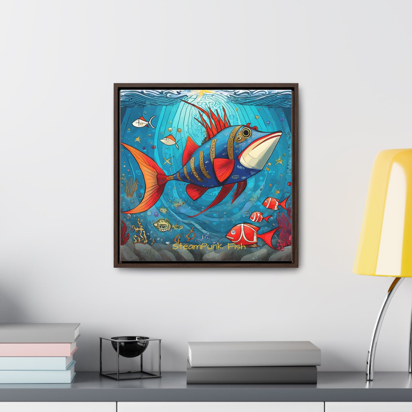 StreamPunk Fish Gematria Red ♥️ Gallery Canvas Wraps, Square Frame