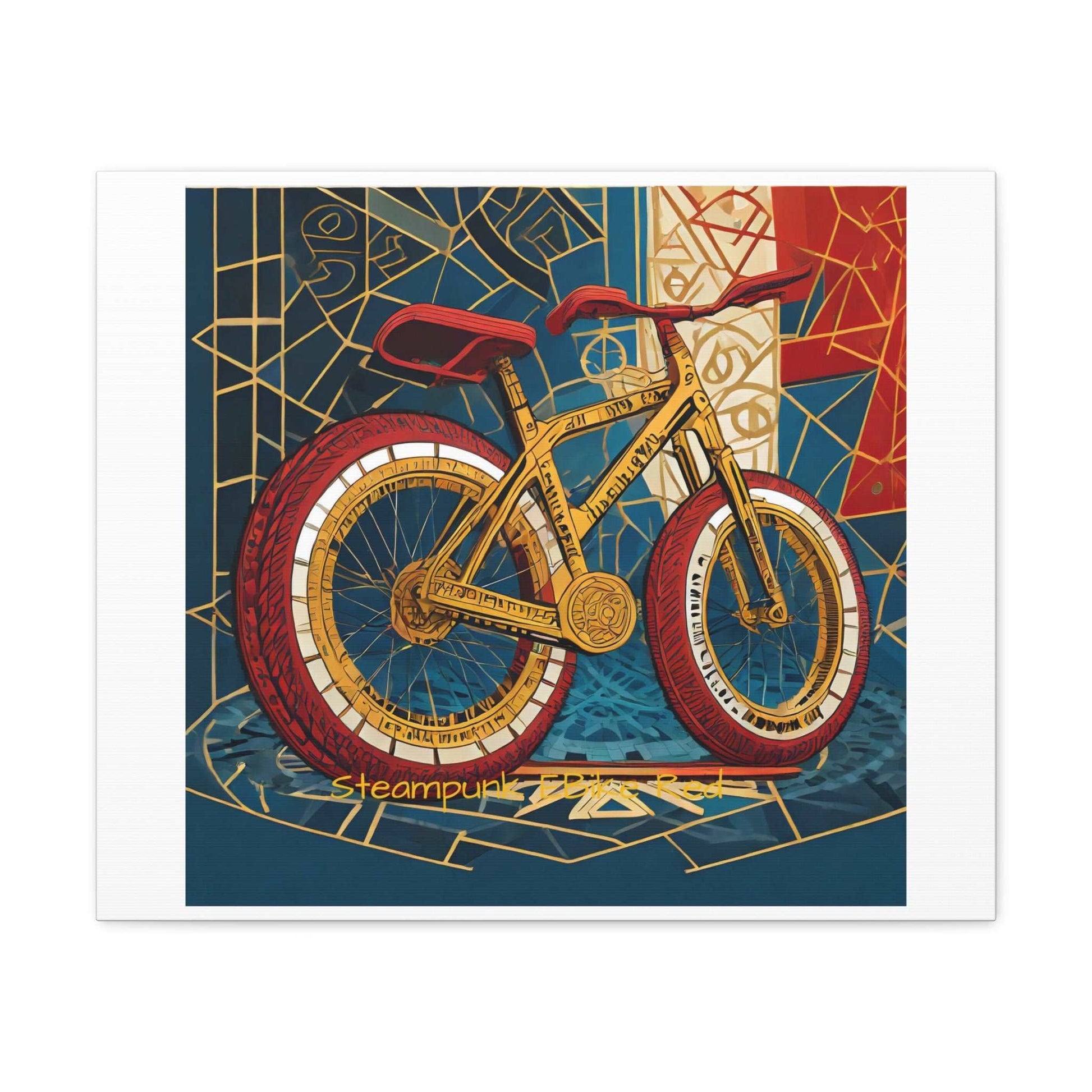 Steampunk EBike Red Gematria Canvas Gallery Wraps by Jacquie B