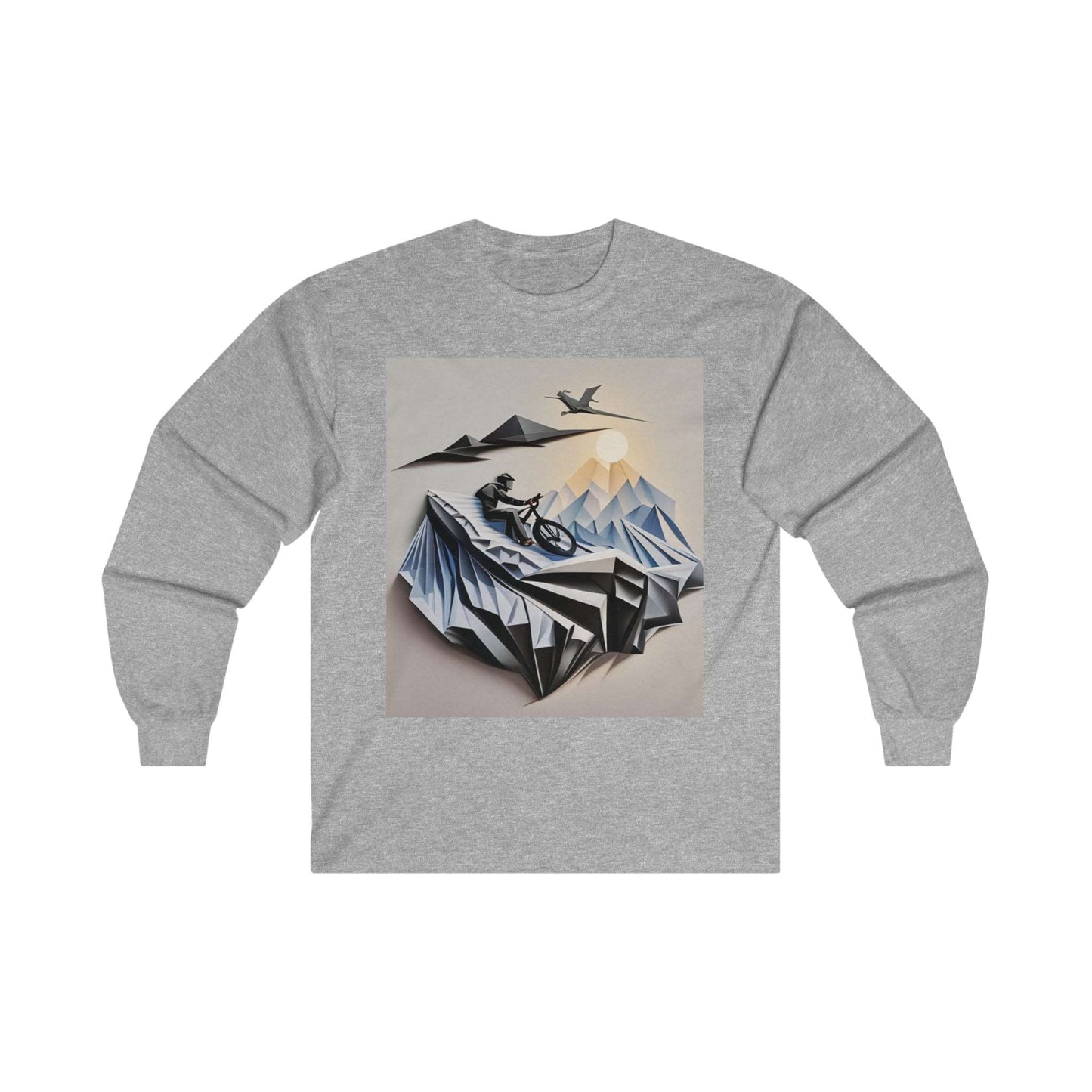 Long sleeve Adult Unisex shirt Wildwood Ride: Abstract Electric Cycle Adventure