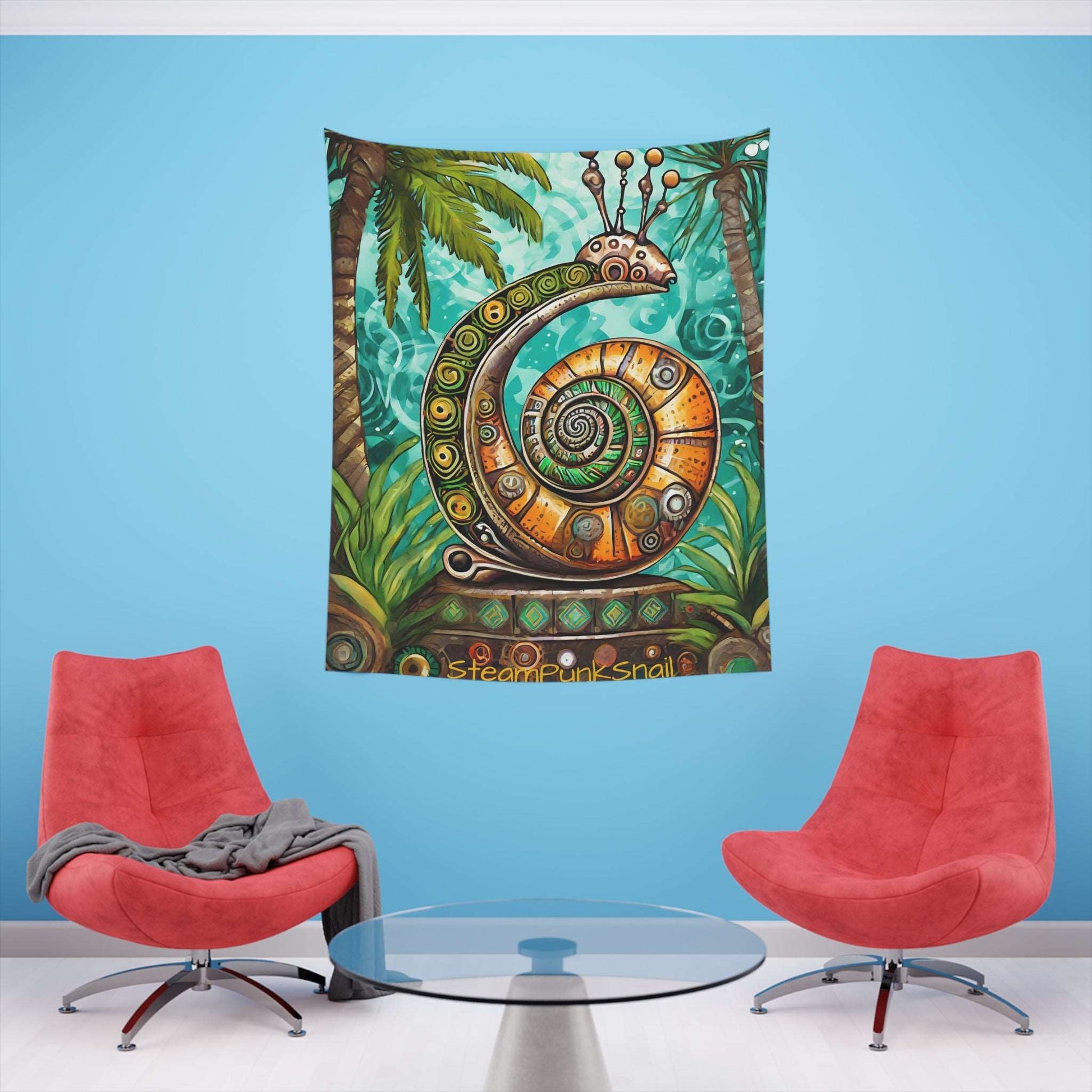 Printed Wall Tapestry Steam Punk Snail Art