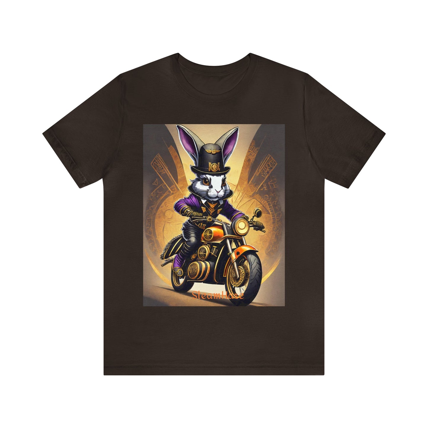 Unisex Adult Jersey Short Sleeve Tee SteamPunk Hare Motorcycle tshirt