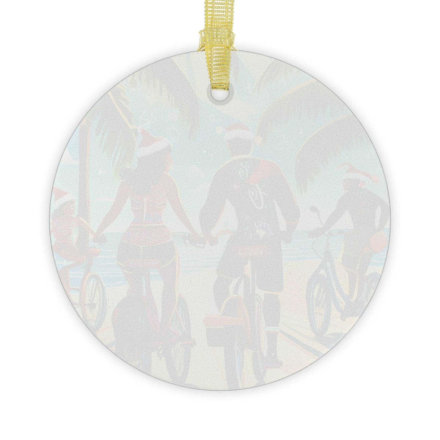 Ebiking together at the beach for Christmas Glass Ornaments