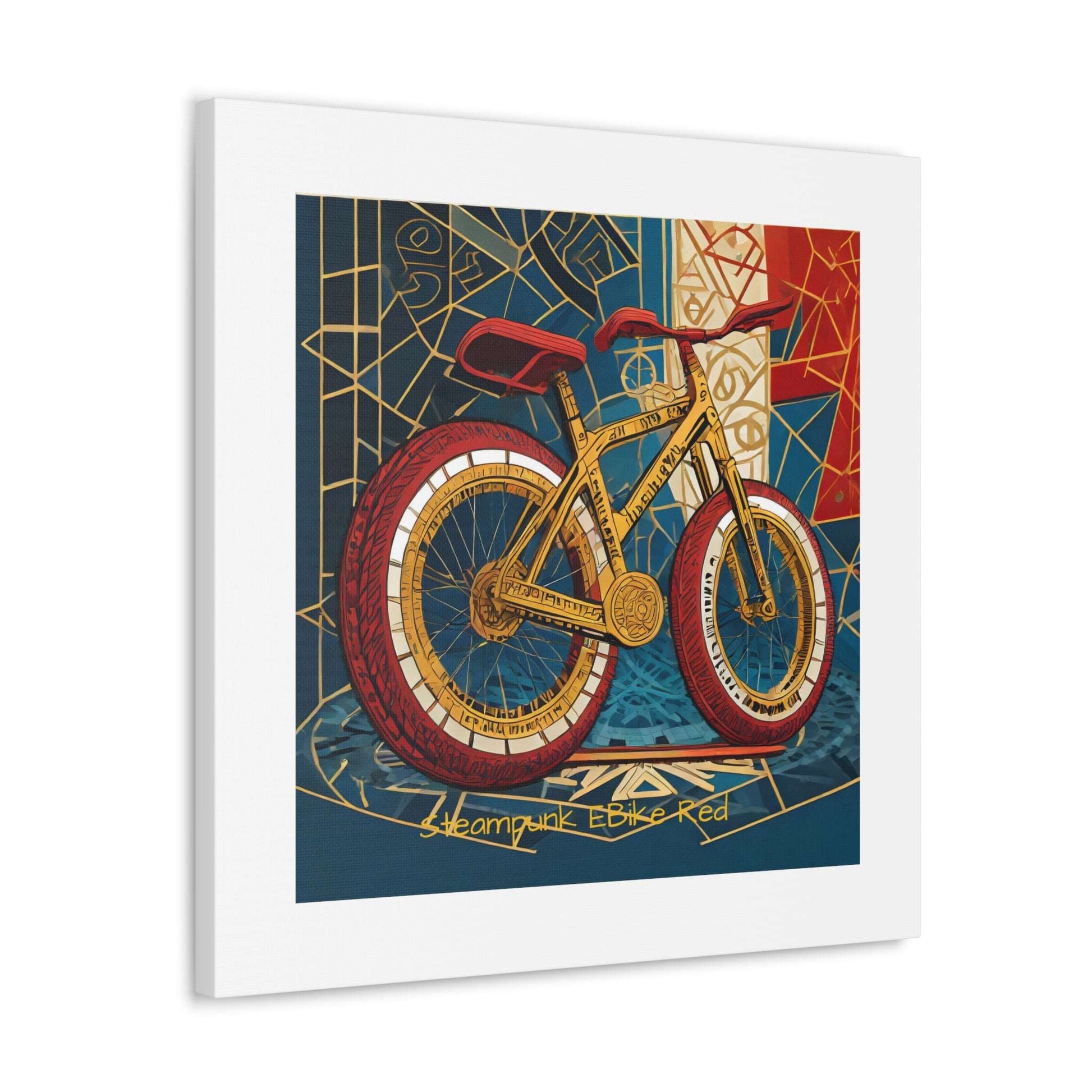 Steampunk EBike Red Gematria Canvas Gallery Wraps by Jacquie B