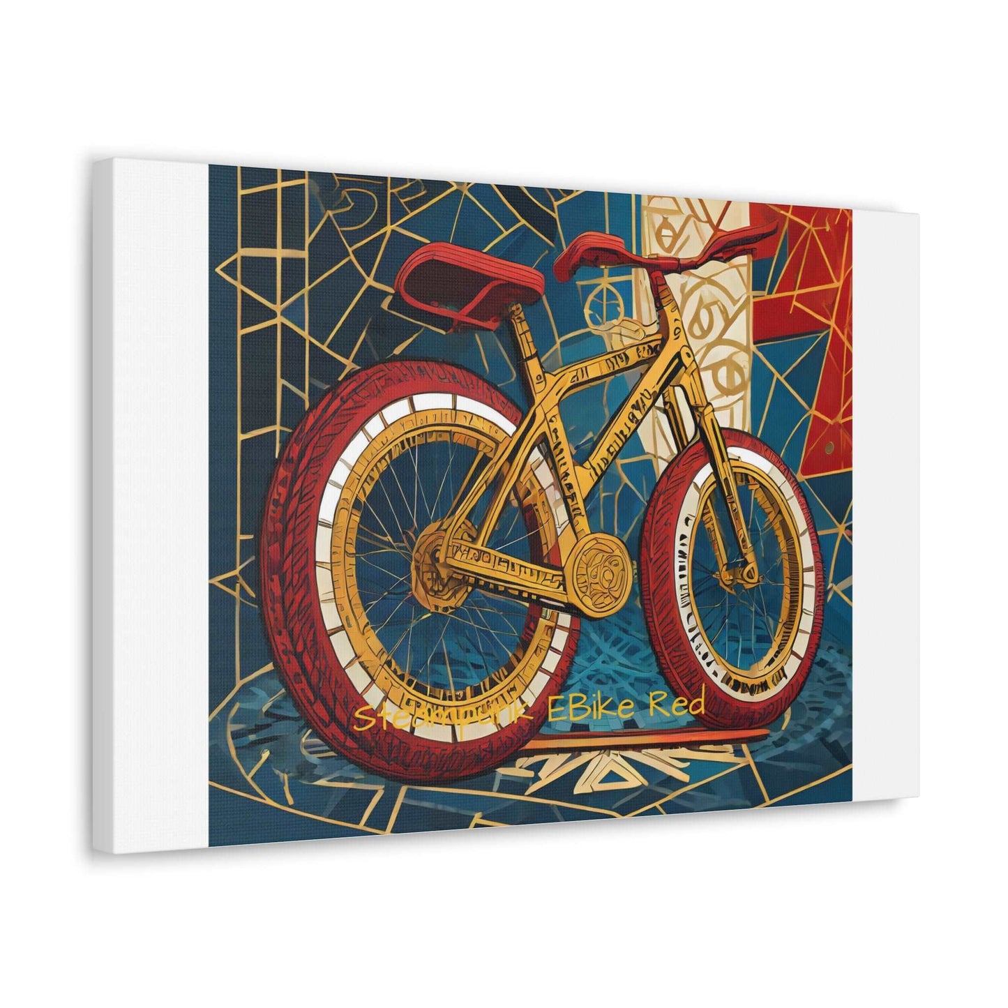 Steampunk EBike Red Gematria Canvas Gallery Wraps by Jacquie B