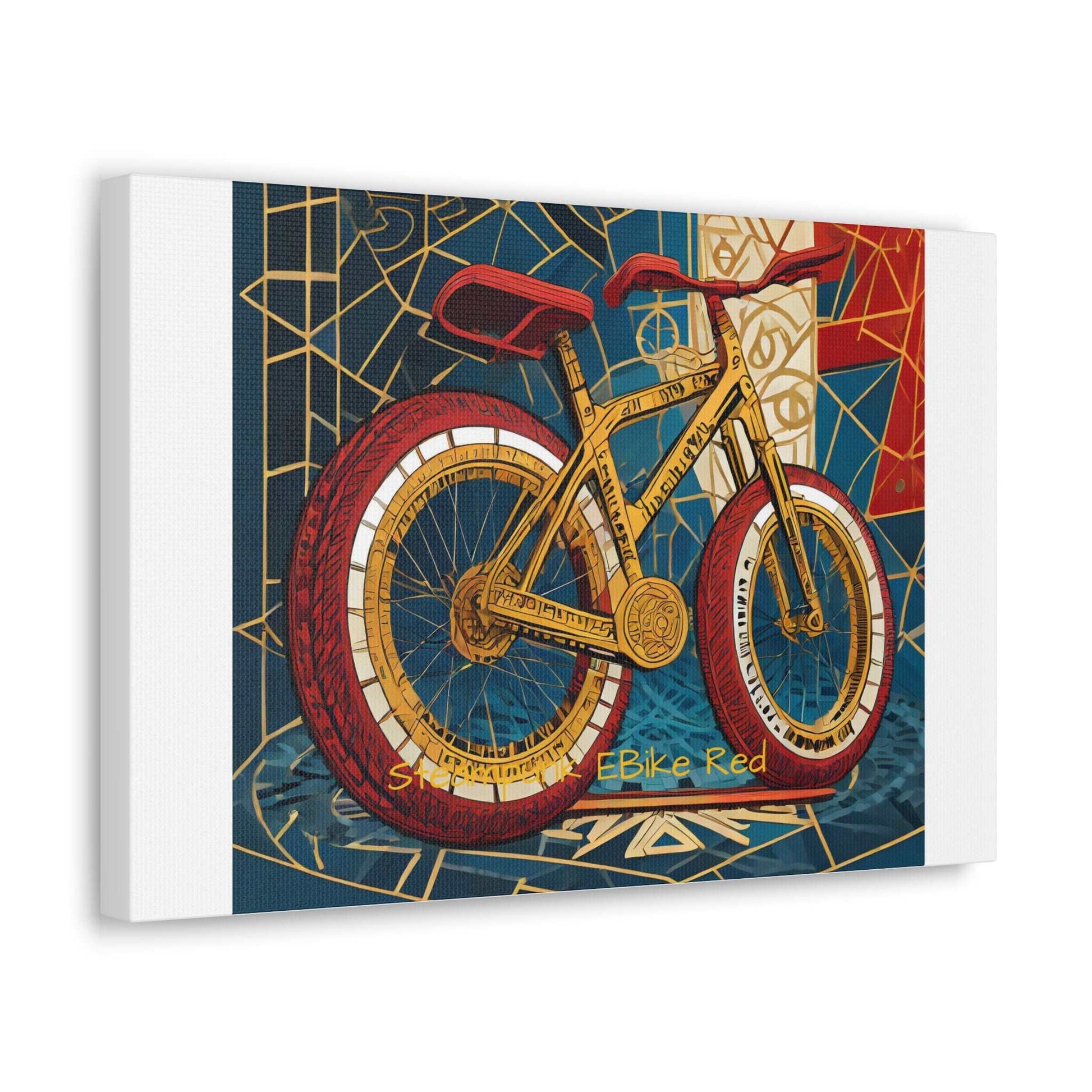 Steampunk EBike Red Gematria Canvas Gallery Wraps by Jacquie B