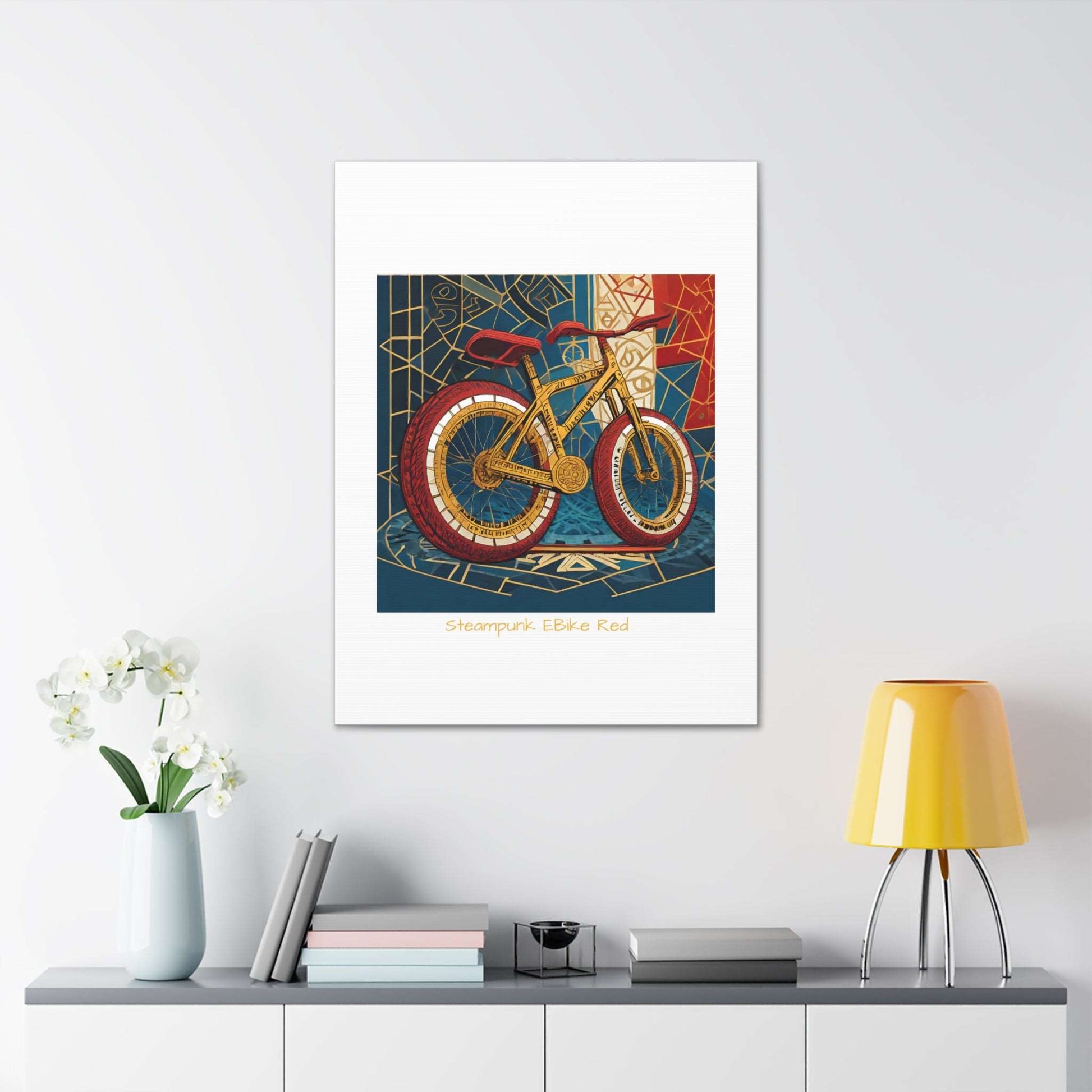 Steampunk EBike Red Gematria Canvas Gallery Wraps by Jacquie B