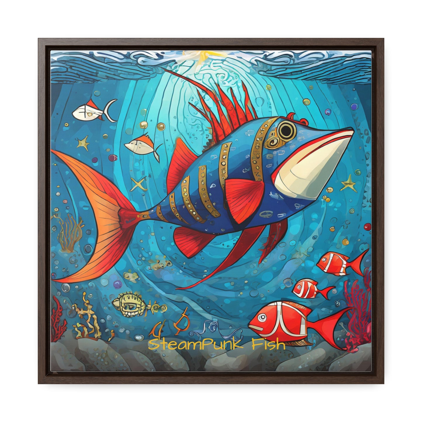 StreamPunk Fish Gematria Red ♥️ Gallery Canvas Wraps, Square Frame