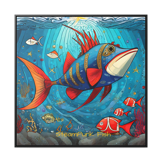 StreamPunk Fish Gematria Red ♥️ Gallery Canvas Wraps, Square Frame
