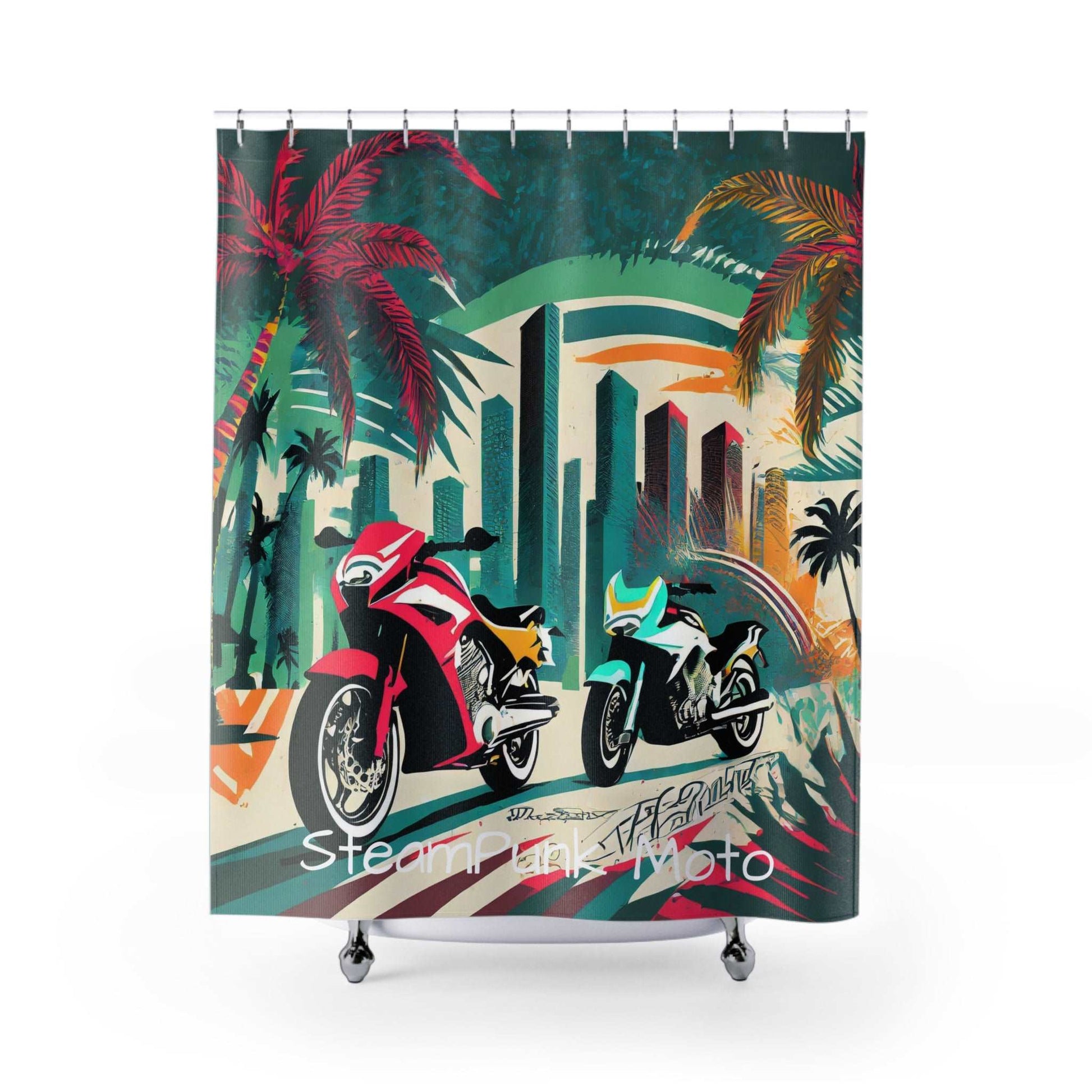 SteamPunk Moto Miami Shower Curtains