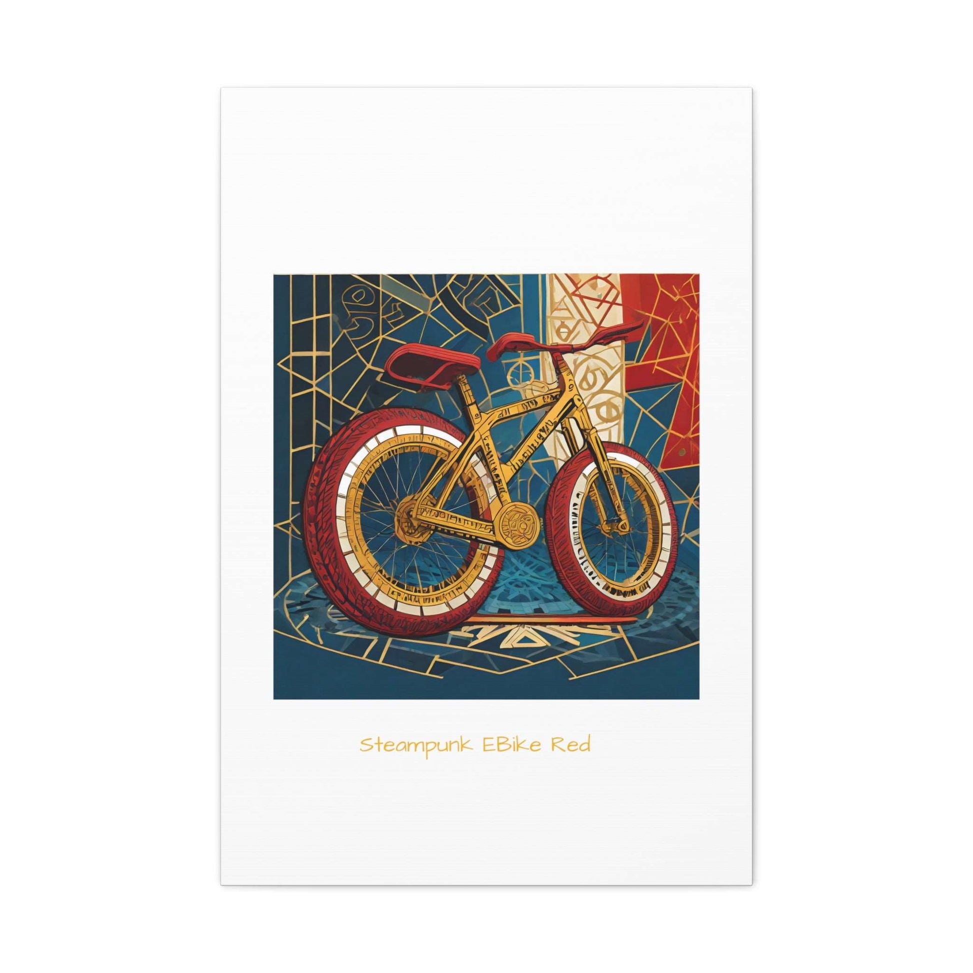 Steampunk EBike Red Gematria Canvas Gallery Wraps by Jacquie B