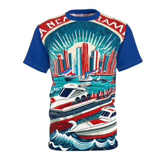 Men's Cut & Sew T -shirt AOP Miami Boat Life RWB