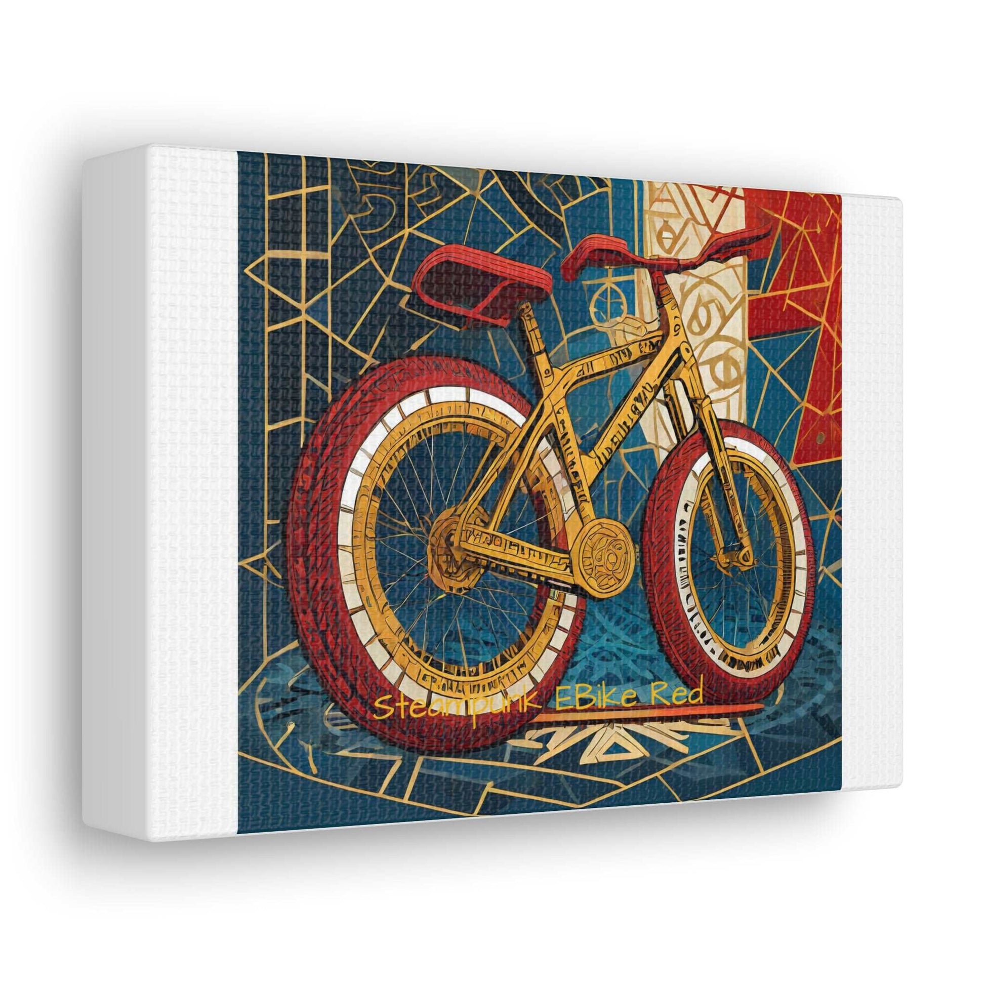 Steampunk EBike Red Gematria Canvas Gallery Wraps by Jacquie B