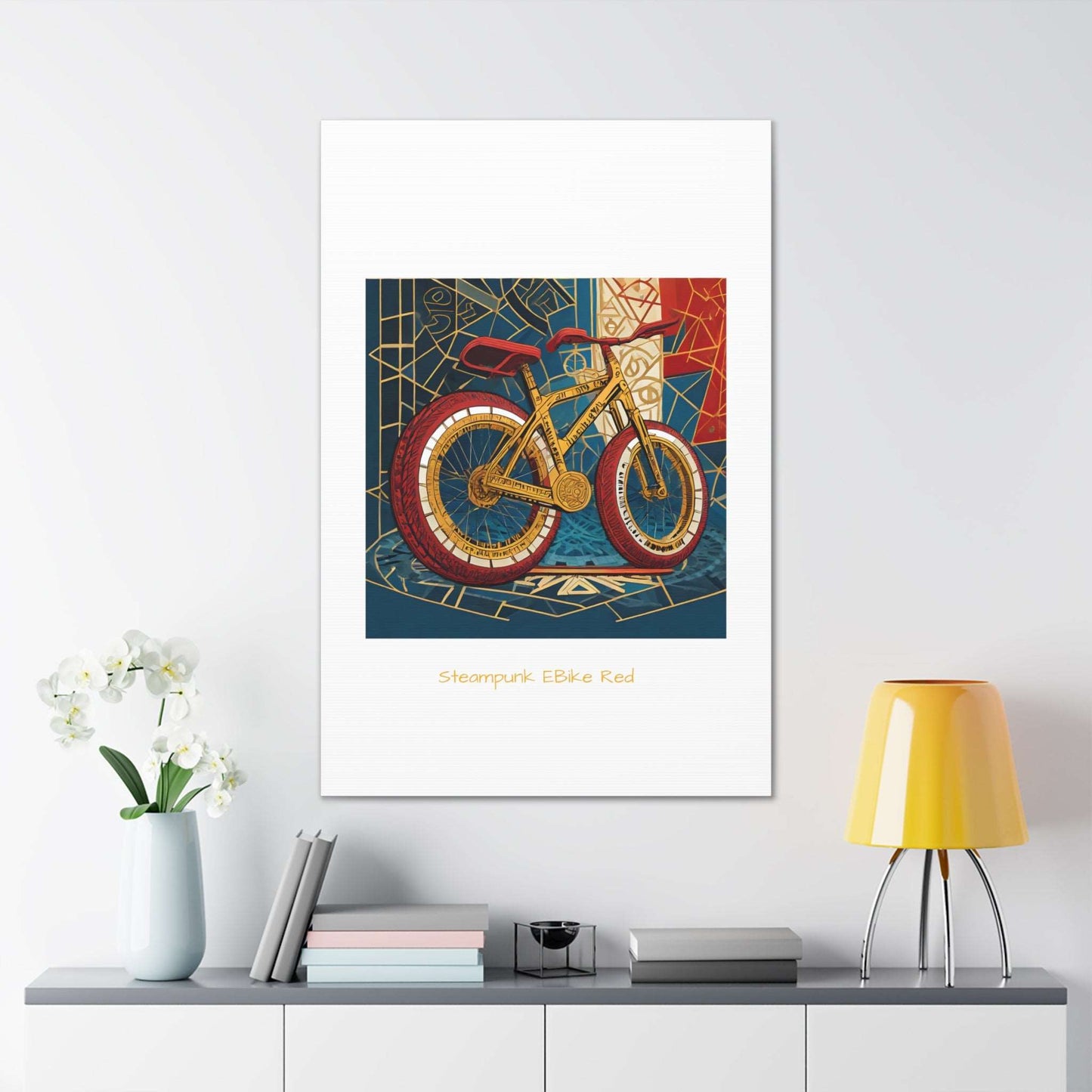 Steampunk EBike Red Gematria Canvas Gallery Wraps by Jacquie B