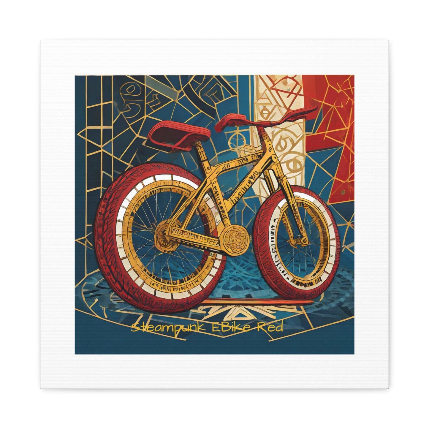 Steampunk EBike Red Gematria Canvas Gallery Wraps by Jacquie B