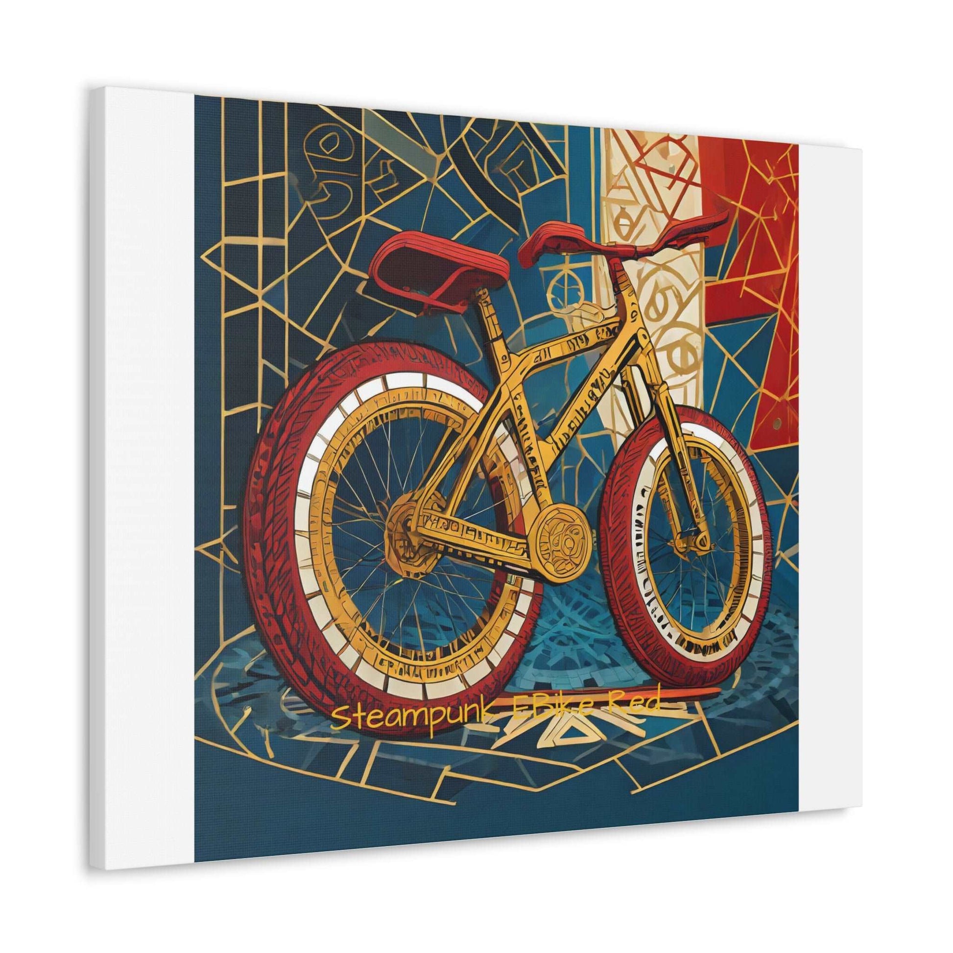 Steampunk EBike Red Gematria Canvas Gallery Wraps by Jacquie B