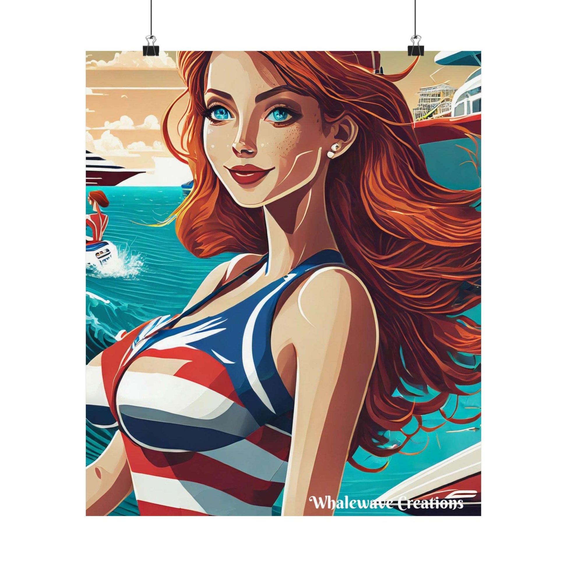 Matte Vertical Posters Miami Red Head beach Vibes