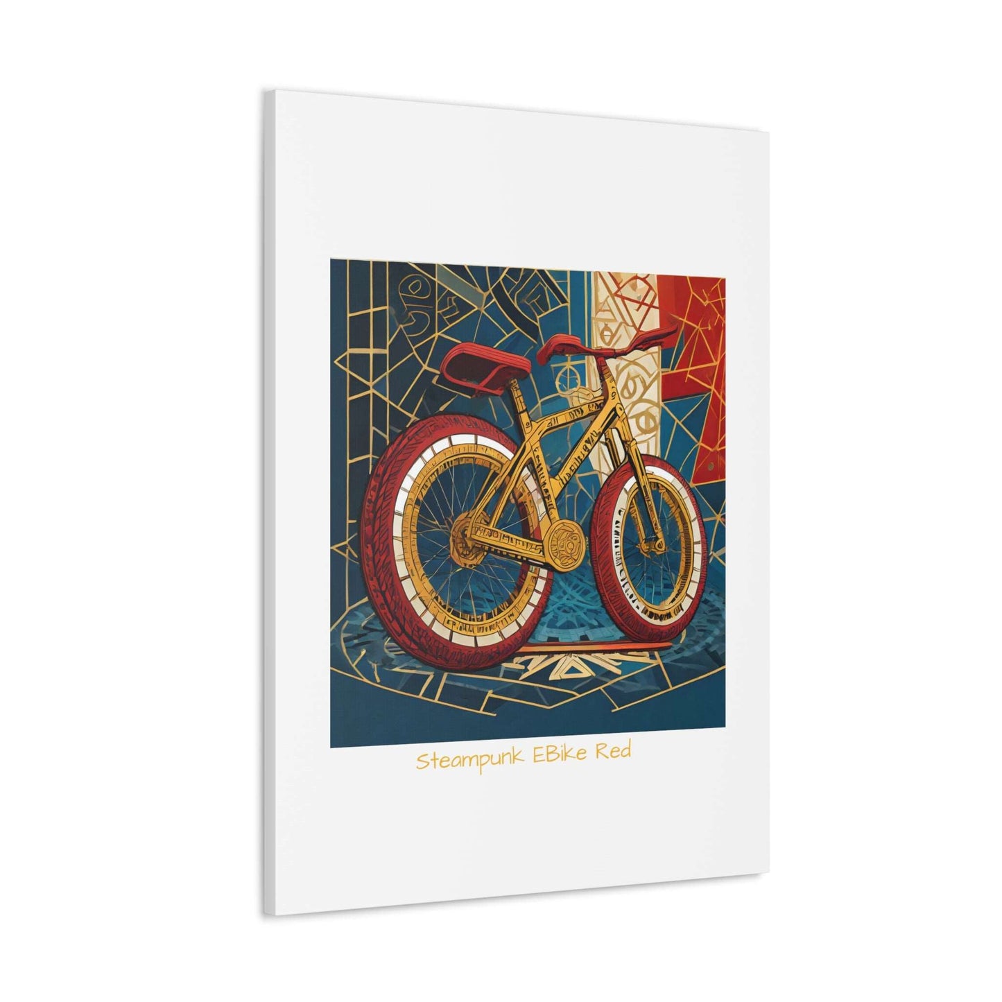 Steampunk EBike Red Gematria Canvas Gallery Wraps by Jacquie B