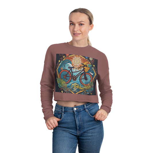 Womens Crop Top Sweatshirt Eco-Electrify: Gematria-Powered Electric Bike Adventures