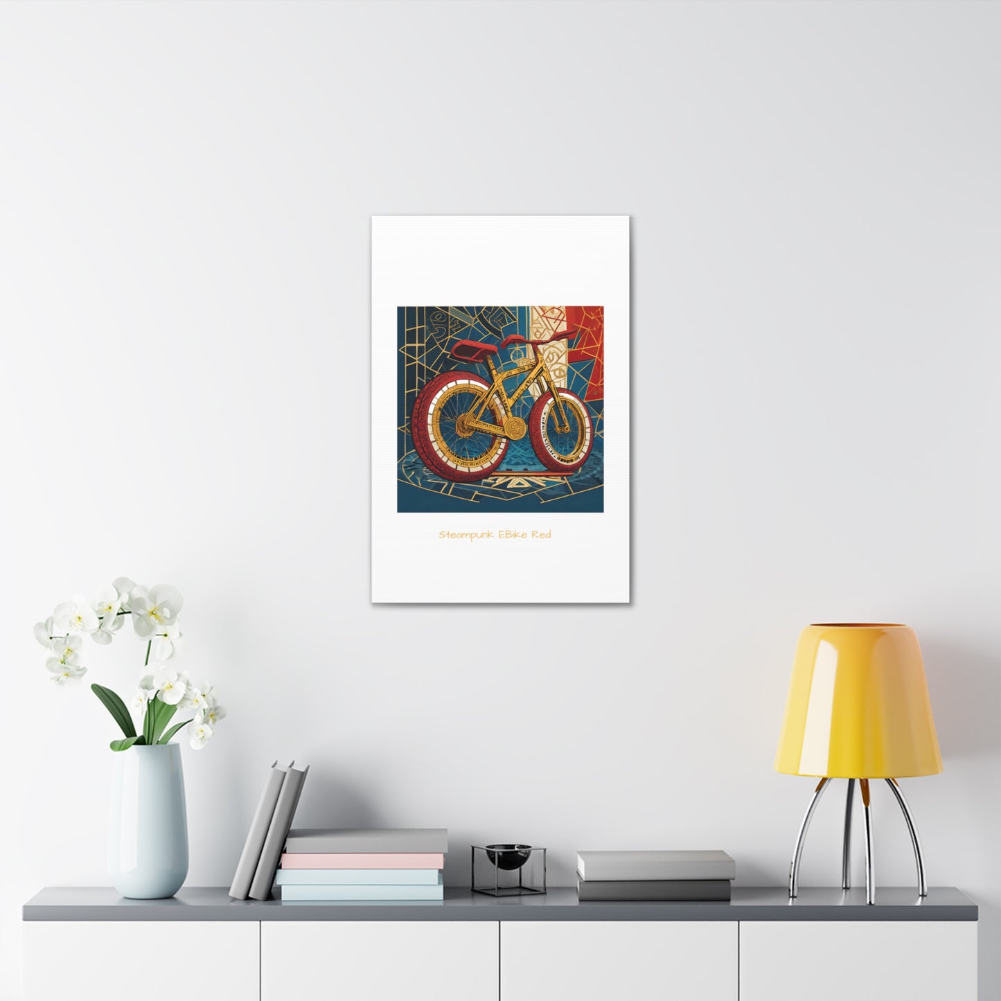 Steampunk EBike Red Gematria Canvas Gallery Wraps by Jacquie B