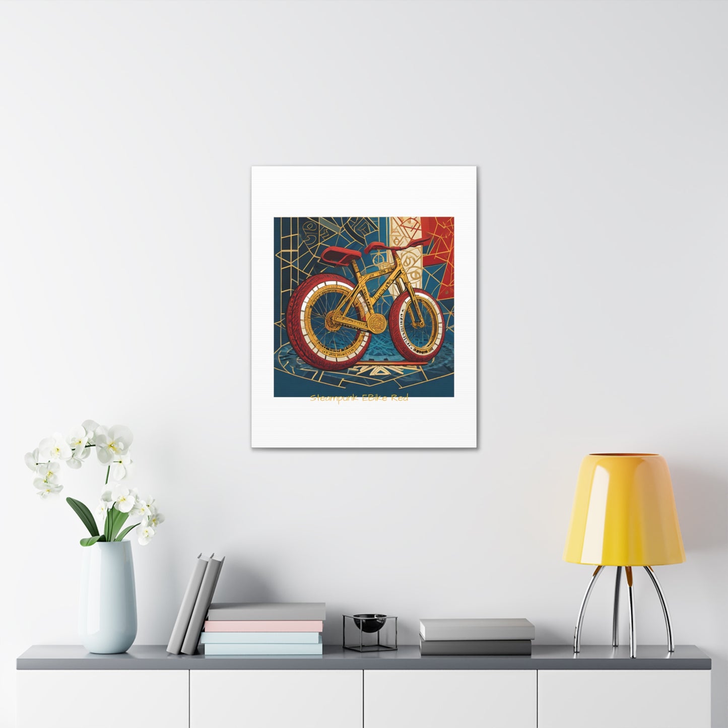 Steampunk EBike Red Gematria Canvas Gallery Wraps by Jacquie B